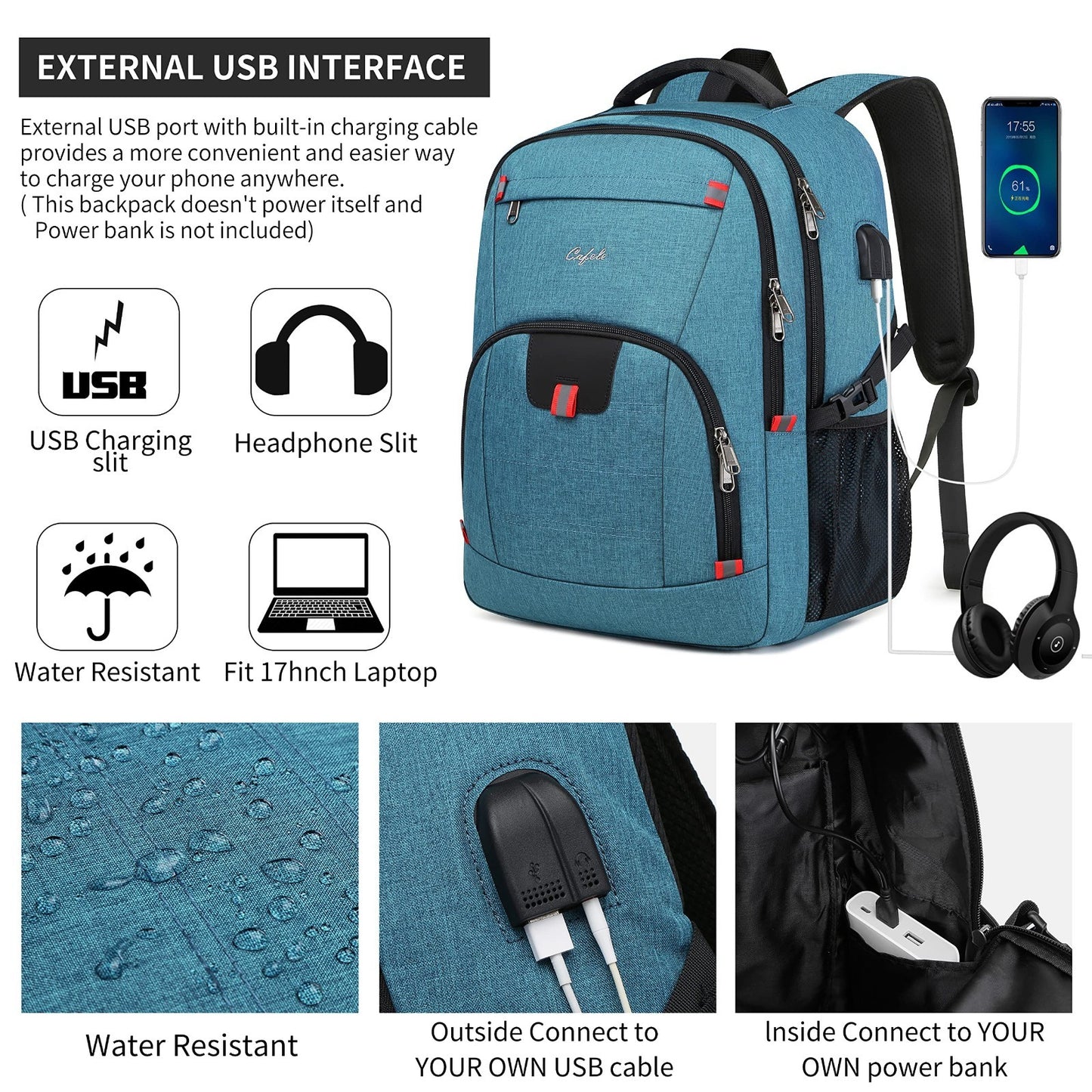 Stylish 17.3" Laptop Backpack for Men & Women   School, Travel, Business, Lake B3