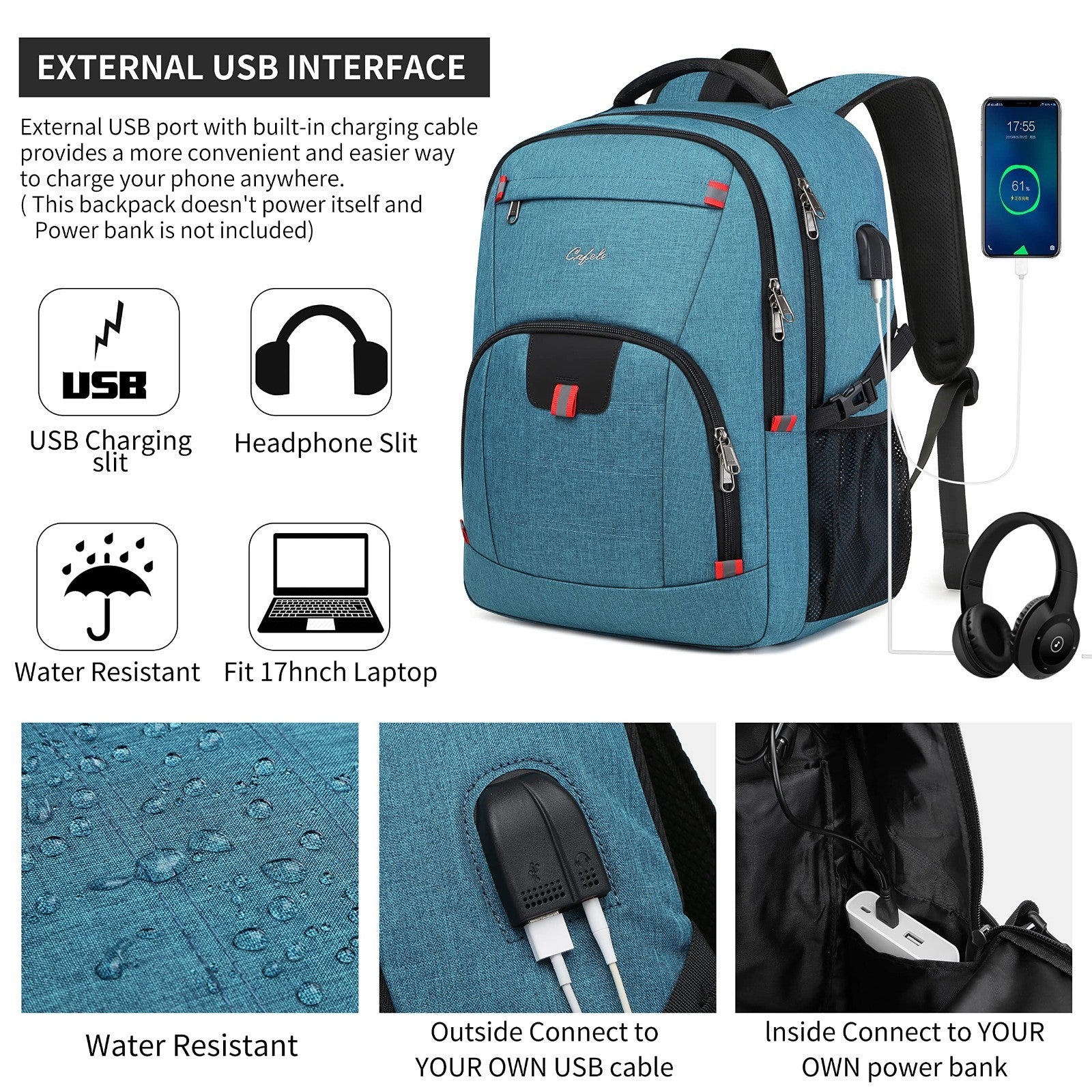 Stylish 17.3" Laptop Backpack for Men & Women   School, Travel, Business, Lake B3