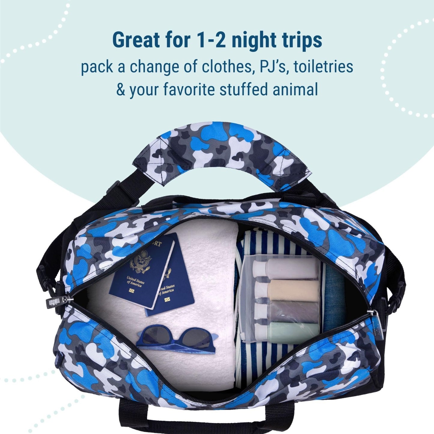 Kids Overnighter Duffel Bag - Lightweight Travel Bag for School & Sleepovers, Bl6
