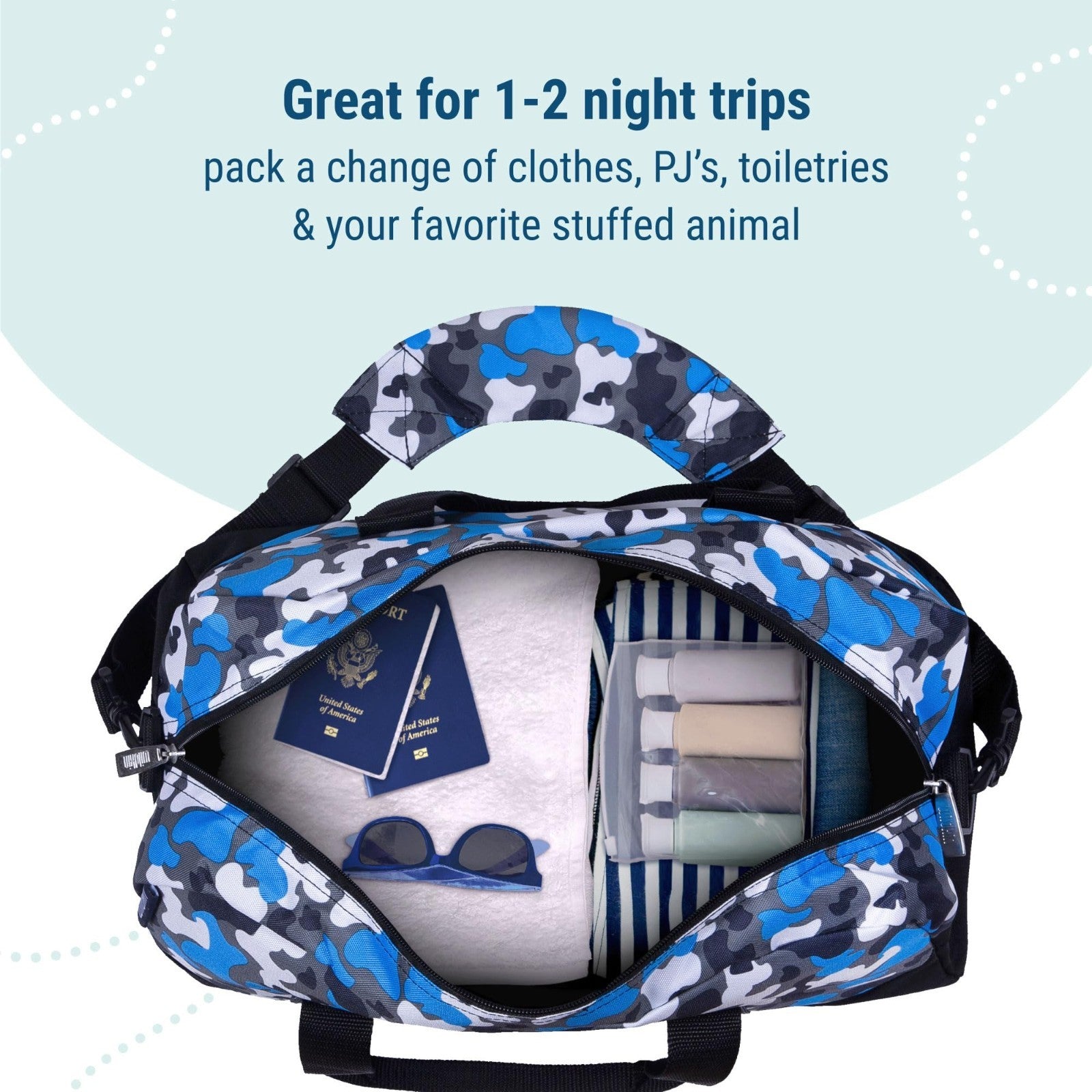 Kids Overnighter Duffel Bag - Lightweight Travel Bag for School & Sleepovers, Bl6
