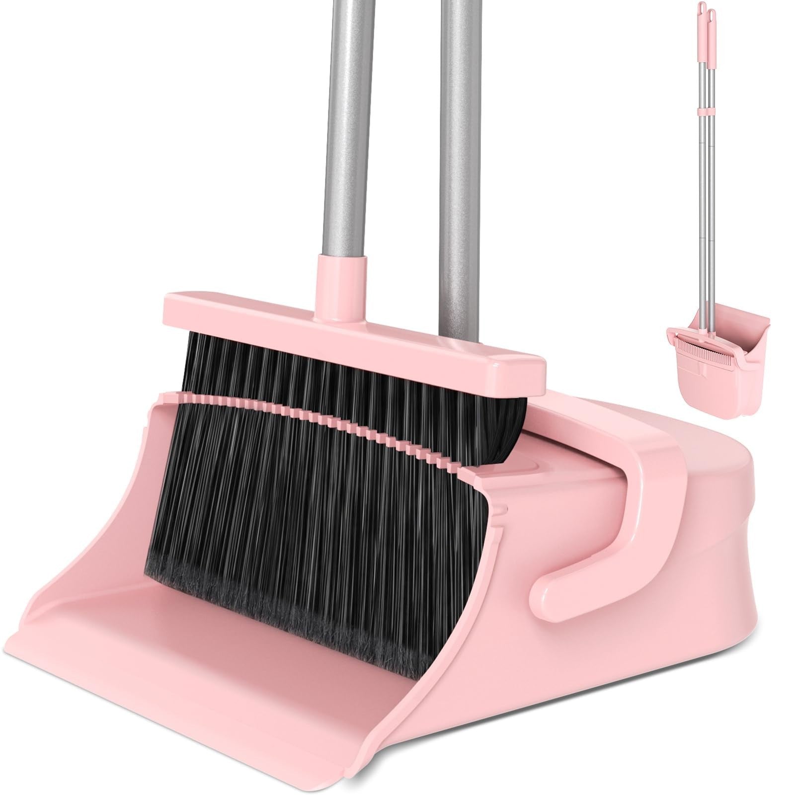 Pet Hair Broom & Dustpan Set - Long Handle Self-Cleaning for Home, Kitchen, Offi1