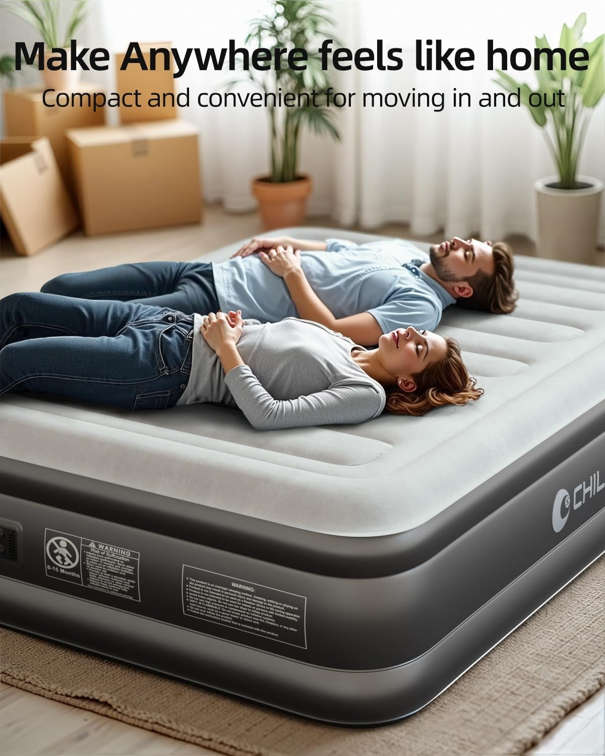 18" Raised Air Mattress with Built in Pump   Luxury Inflatable Bed for Home & Ca2