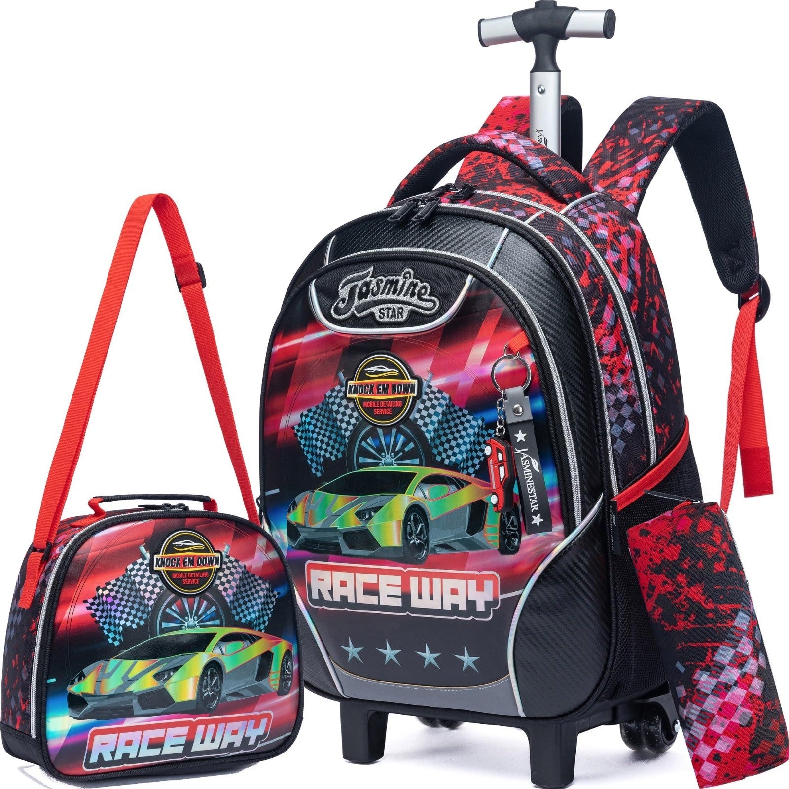 Kids Rolling Backpack with Wheels & Lunch Box   3 in 1 Travel Luggage for Boys 81