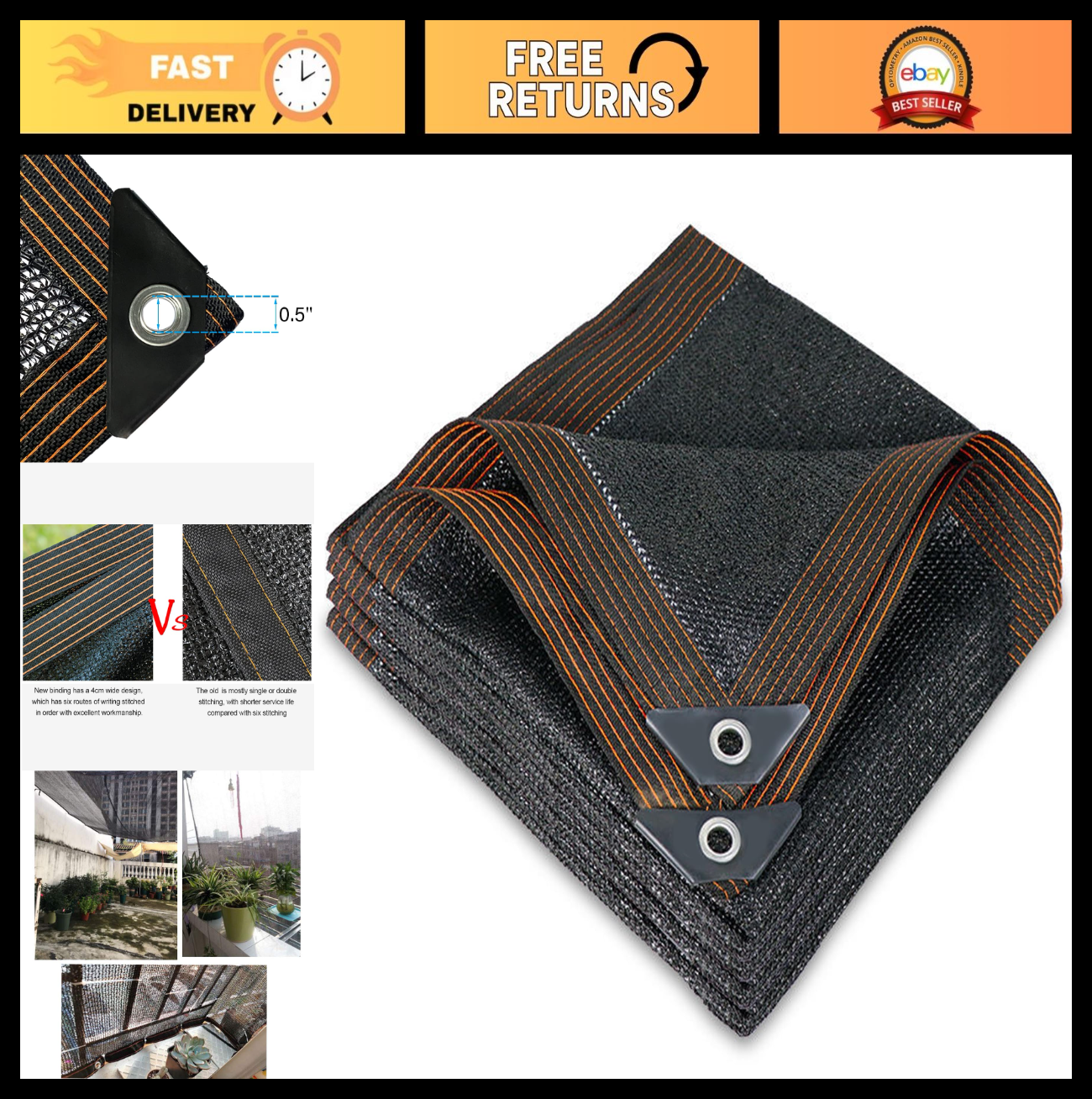 40% Black Shade Cloth 10x12 FT Durable Mesh Tarp with Grommets for Garden, Green0