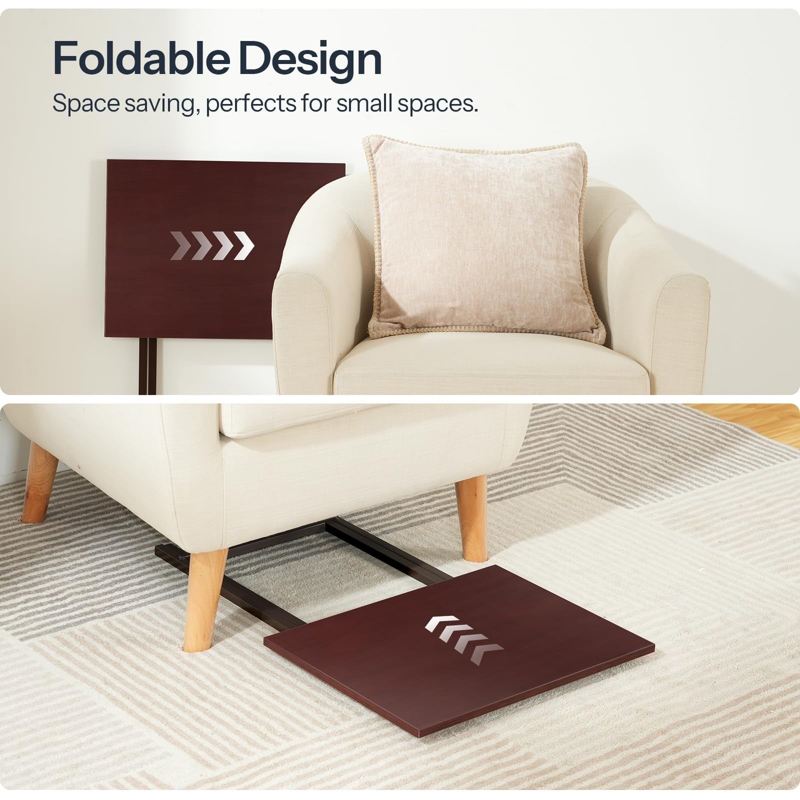 Set of 2 Folding Snack Tables for Small Spaces - Industrial Style, Easy Assembly5