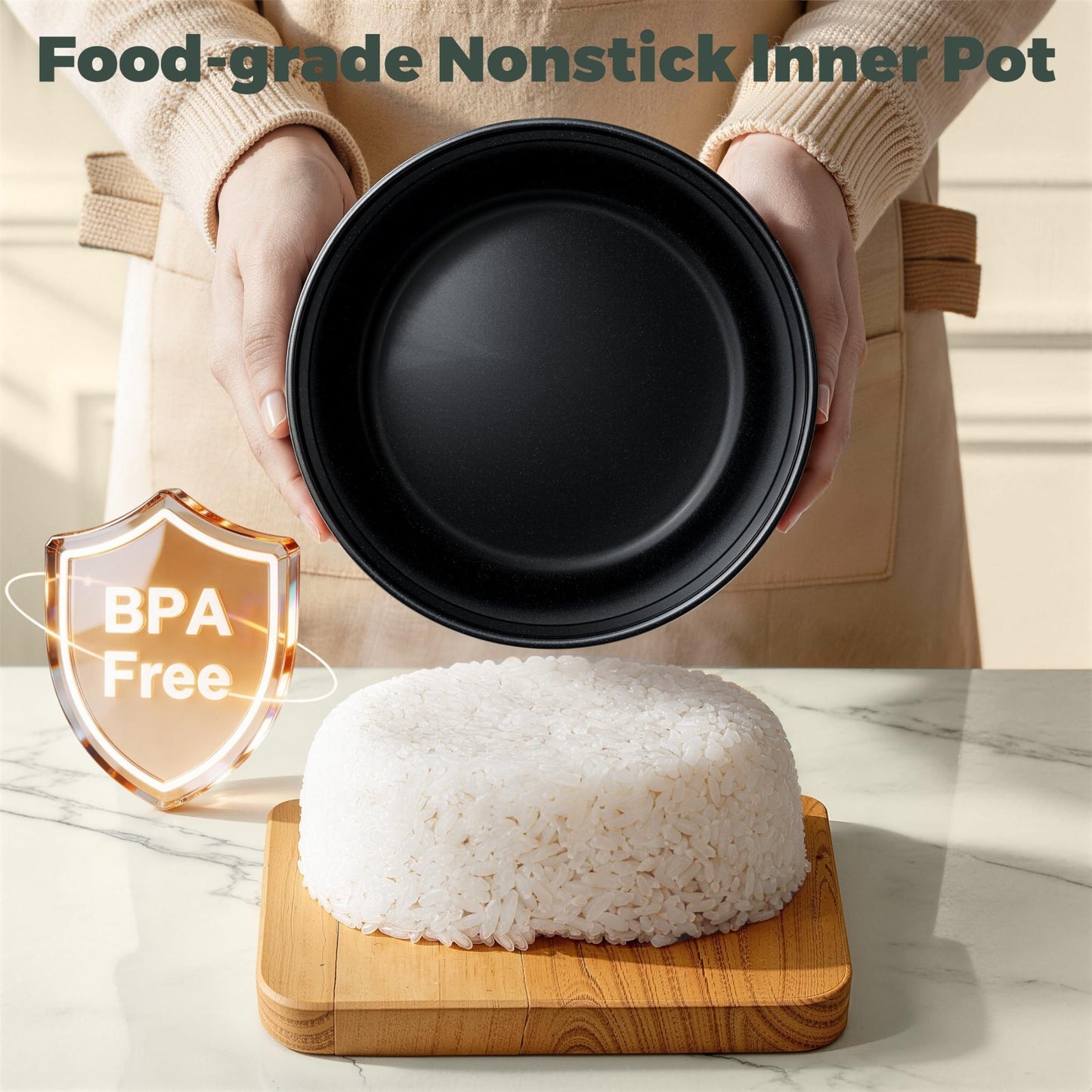 Compact 2-Cup Rice Cooker, Portable Non-Stick Travel Rice Maker, BPA Free, Smart6