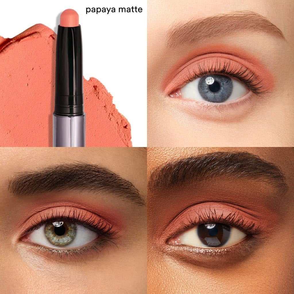 Crème-to-Powder Eyeshadow Stick - Papaya Matte, Long-Lasting, Easy Blend, Waterp2
