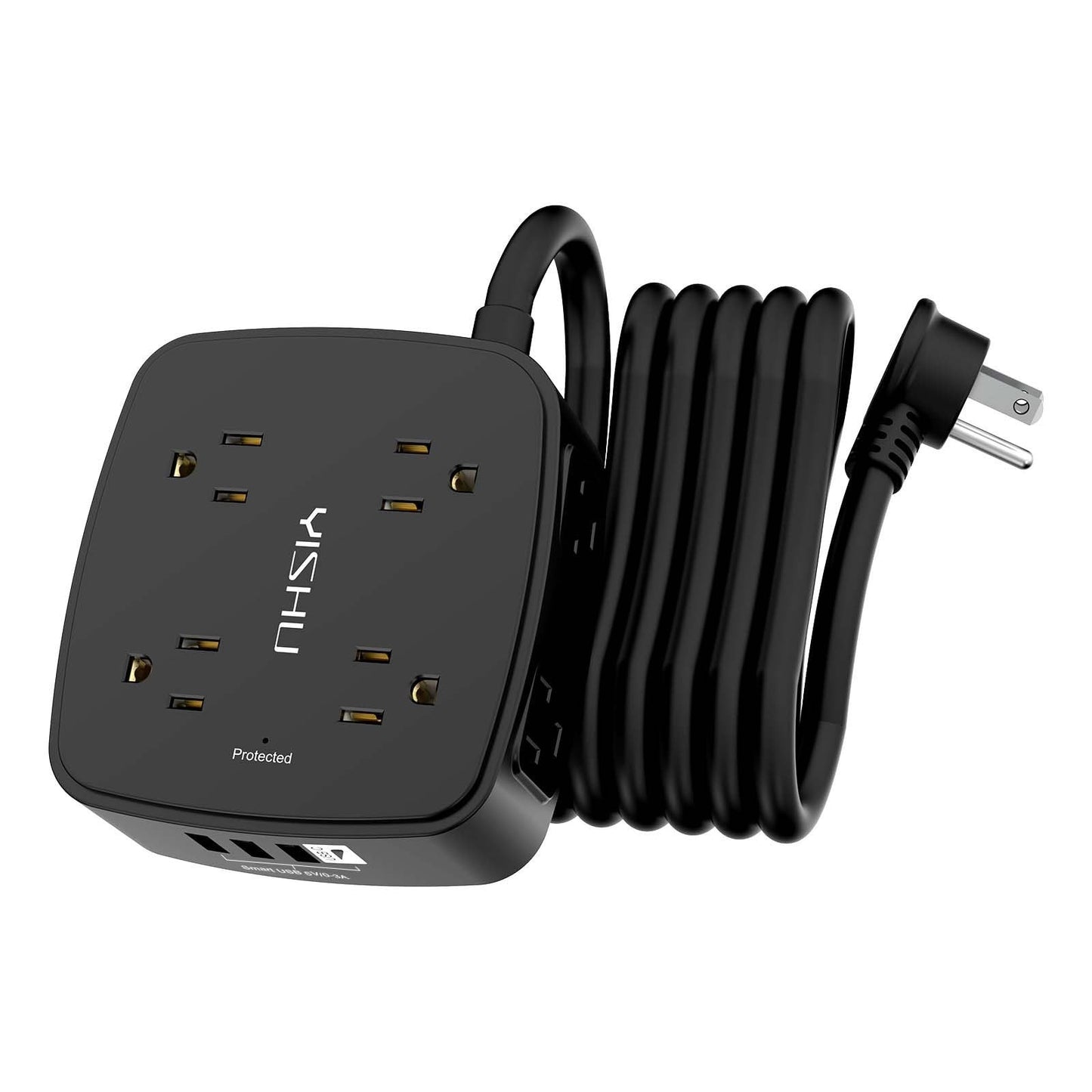 10Ft Surge Protector Power Strip, 8 Outlets & 4 USB Ports, Flat Plug, Wall Mount1