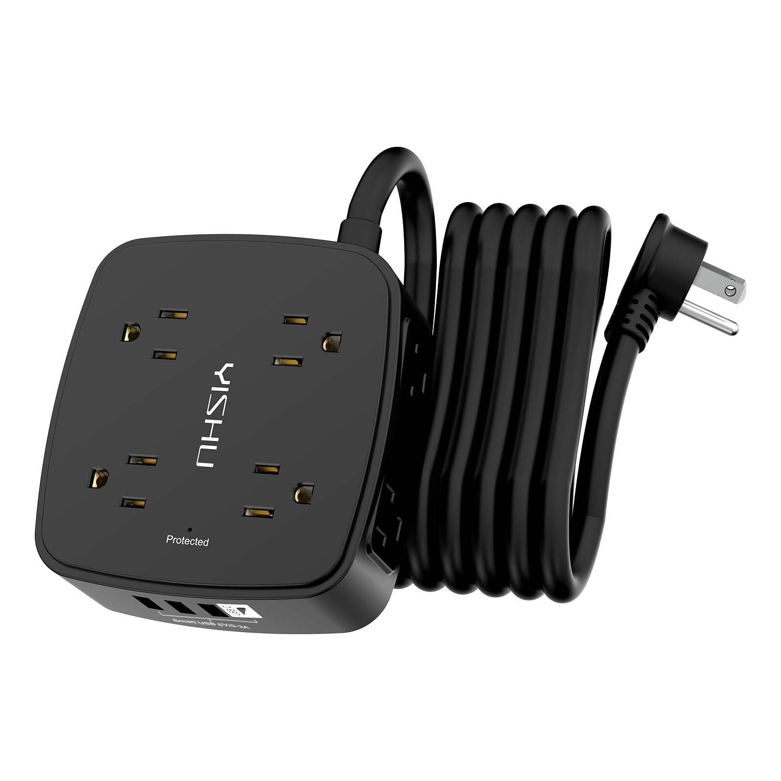10Ft Surge Protector Power Strip, 8 Outlets & 4 USB Ports, Flat Plug, Wall Mount1