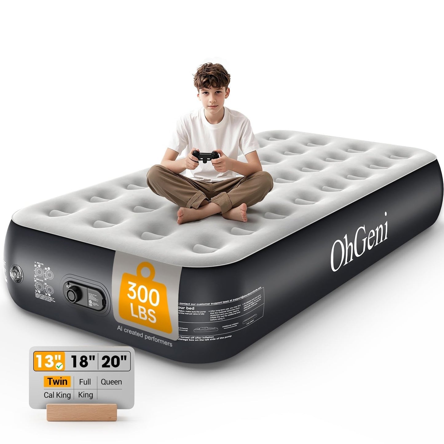 13" Raised Twin Air Mattress with Built in Pump, Inflatable Bed for Home & Campi11