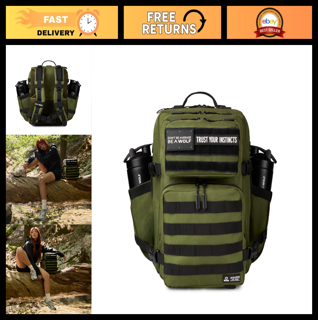 Durable 35L Waterproof Gym Backpack   1000D Oxford, MOLLE Webbing, Laptop Pocket0