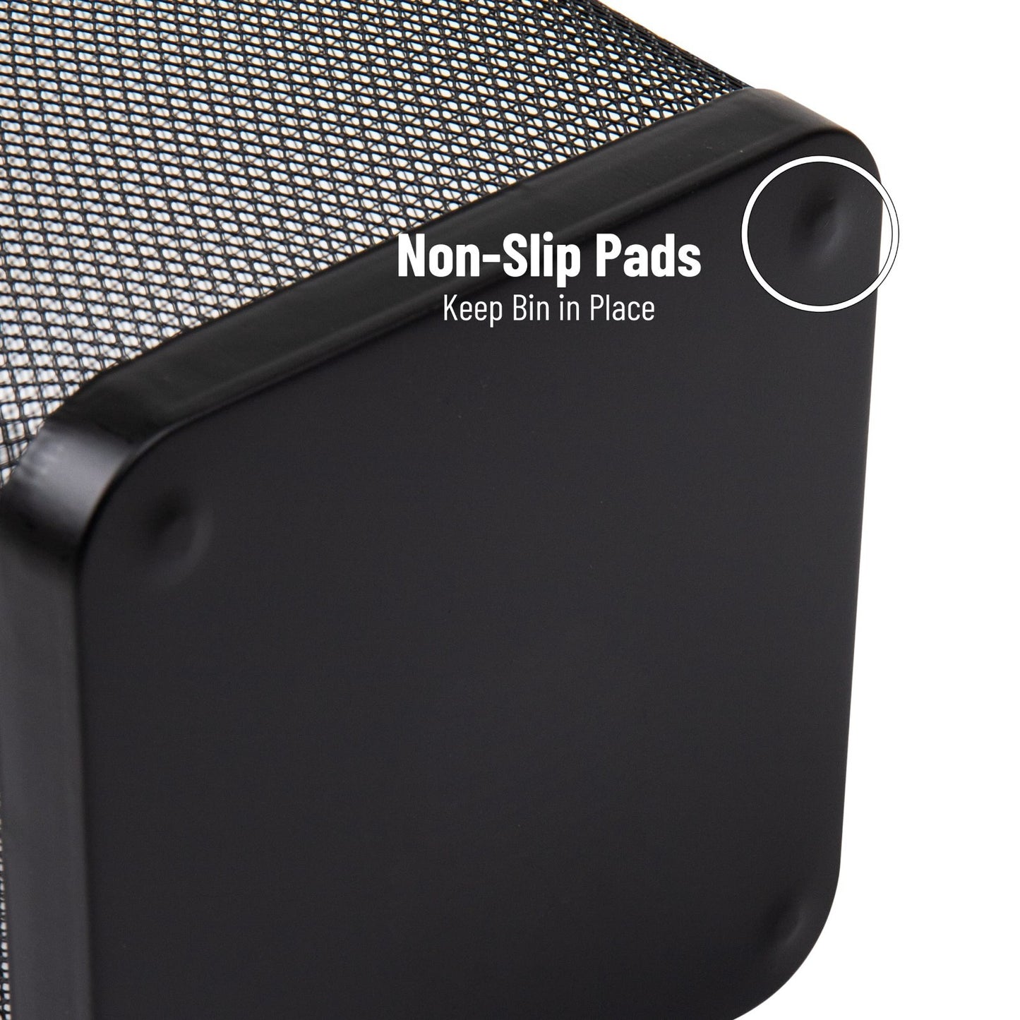 Square Metal Mesh Trash Can Set of 2 - Office Waste Paper Basket, Black 9.754