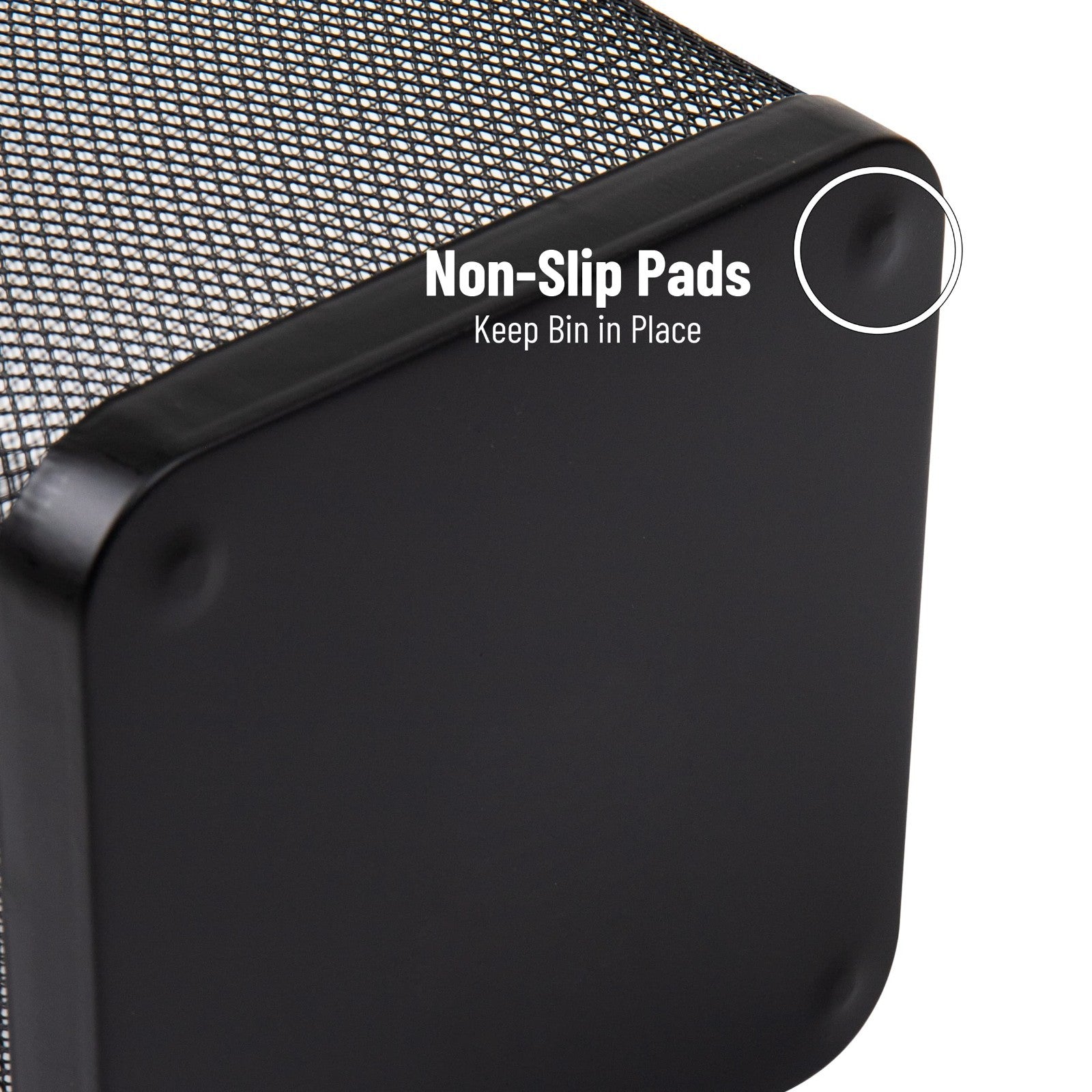 Square Metal Mesh Trash Can Set of 2 - Office Waste Paper Basket, Black 9.754