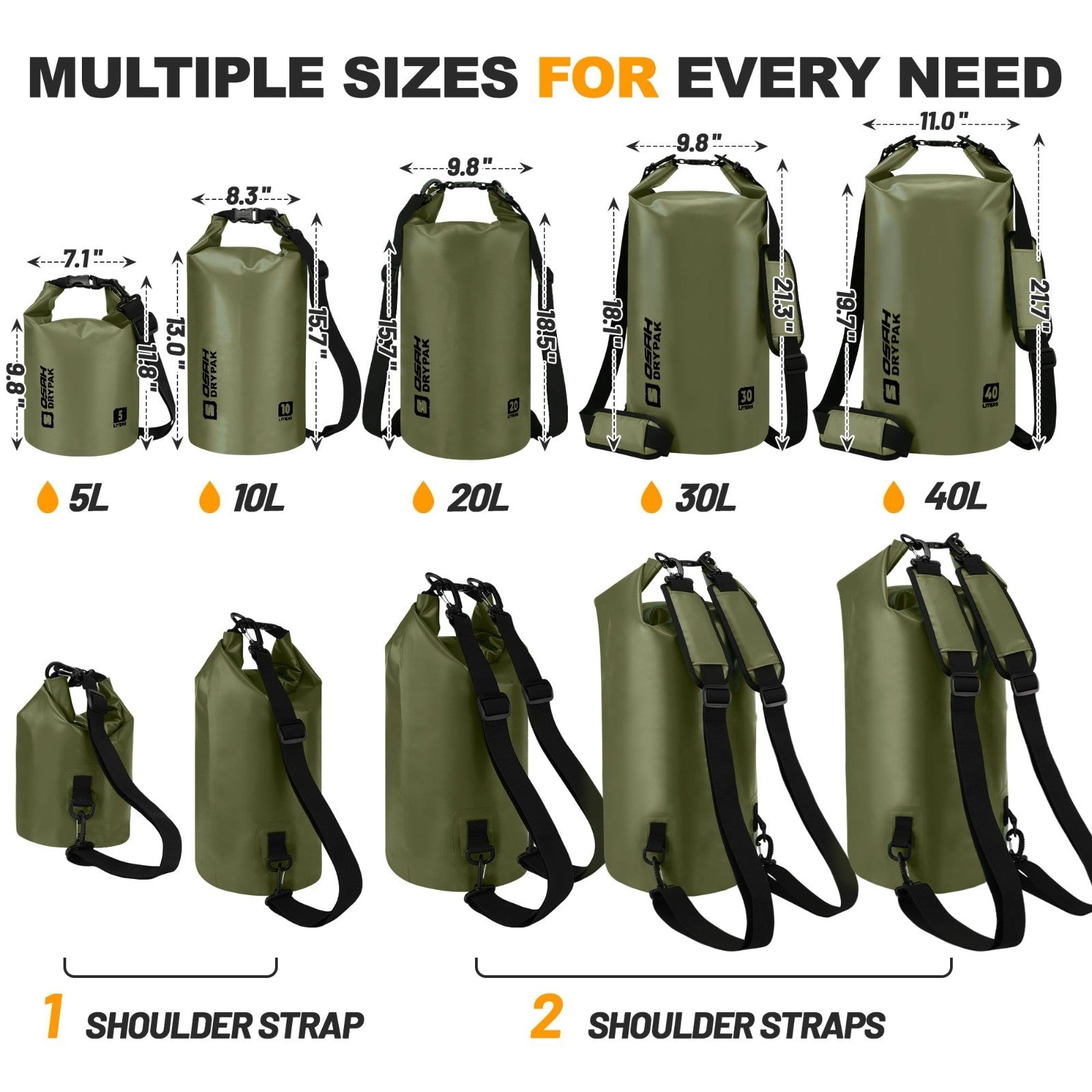 Waterproof Dry Bag 5L/10L/20L/30L/40L - Lightweight Roll Top Backpack for Travel2