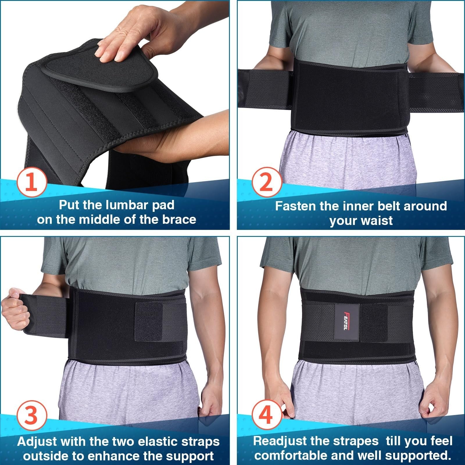 Adjustable Lumbar Support Back Brace for Pain Relief, Sciatica, Herniated Disc  5