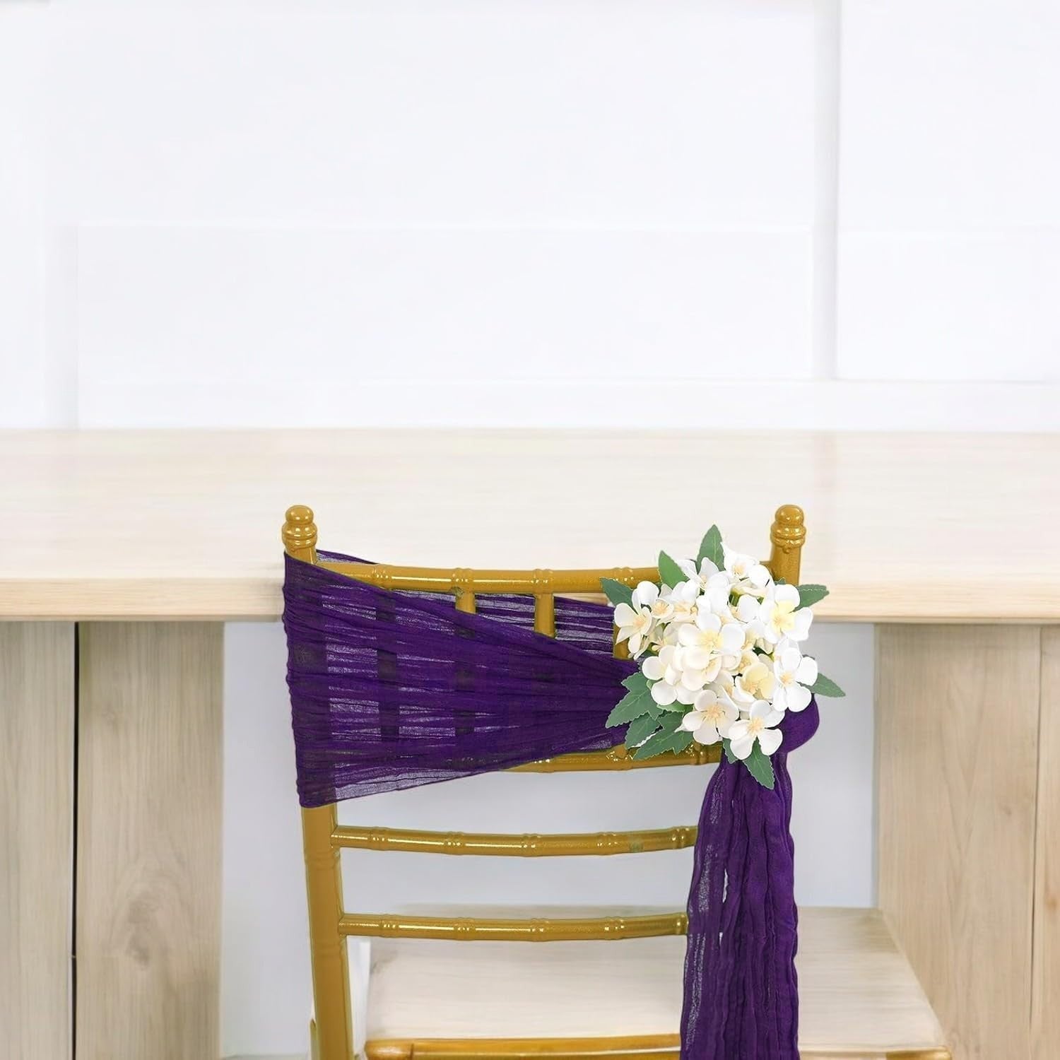25 PCS Cheesecloth Chair Sashes 17"x70" Rustic Gauze Bows for Wedding Party Deco6