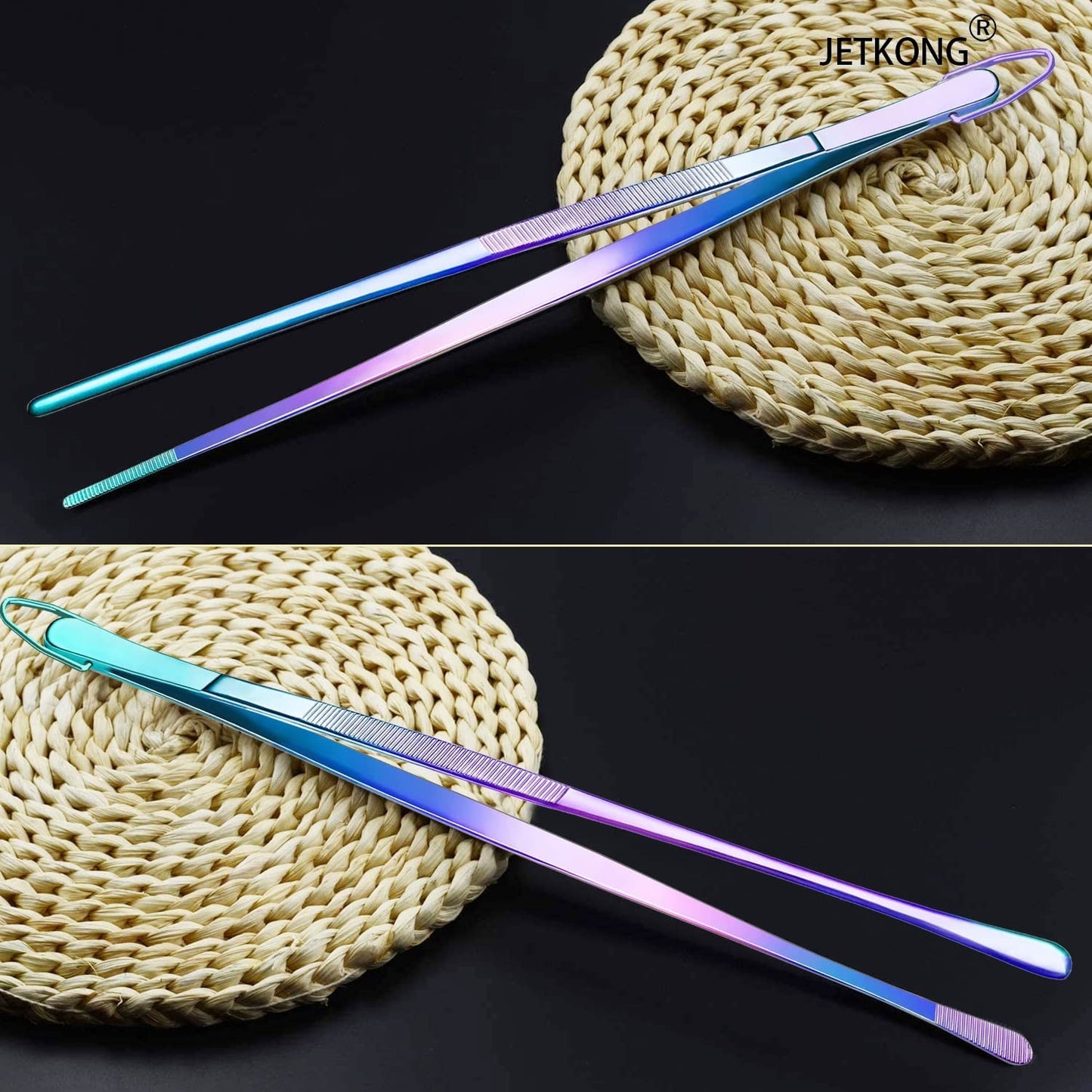 12 Inch Culinary Tweezers   2 Pcs Food Tongs Kitchen Cooking Tools (Rainbow)5