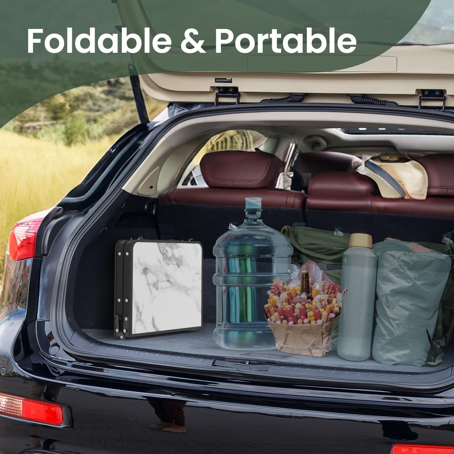 Compact Folding Camping Table 2ft with Side Racks & Net - Portable Picnic & Beac7