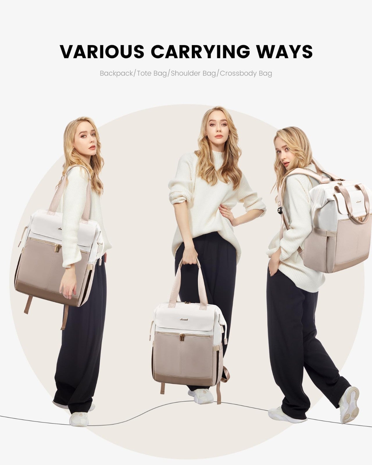 Large Capacity 18" Laptop Backpack for Women, Waterproof Travel Bag with USB Por8