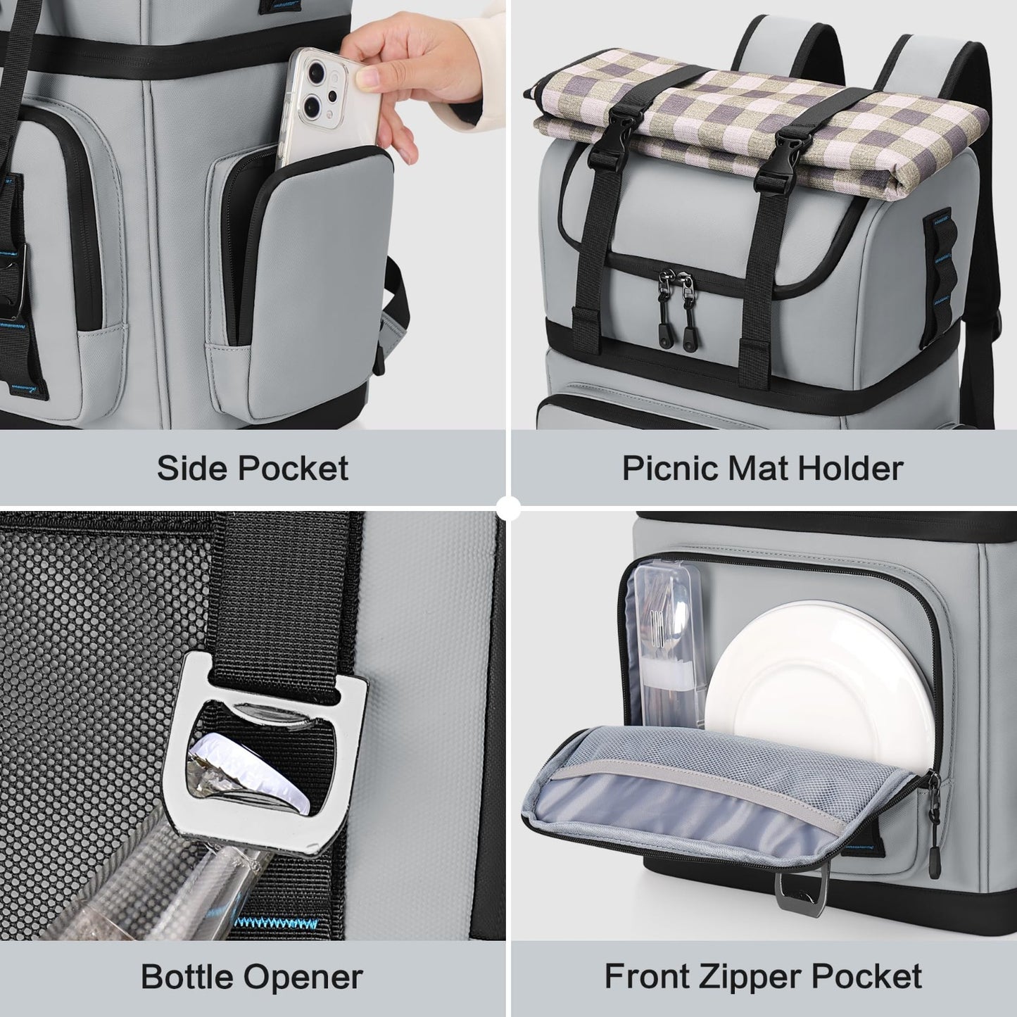 Large Waterproof Insulated Cooler Backpack - Leak Proof, Double Decker, 26L, Ide5