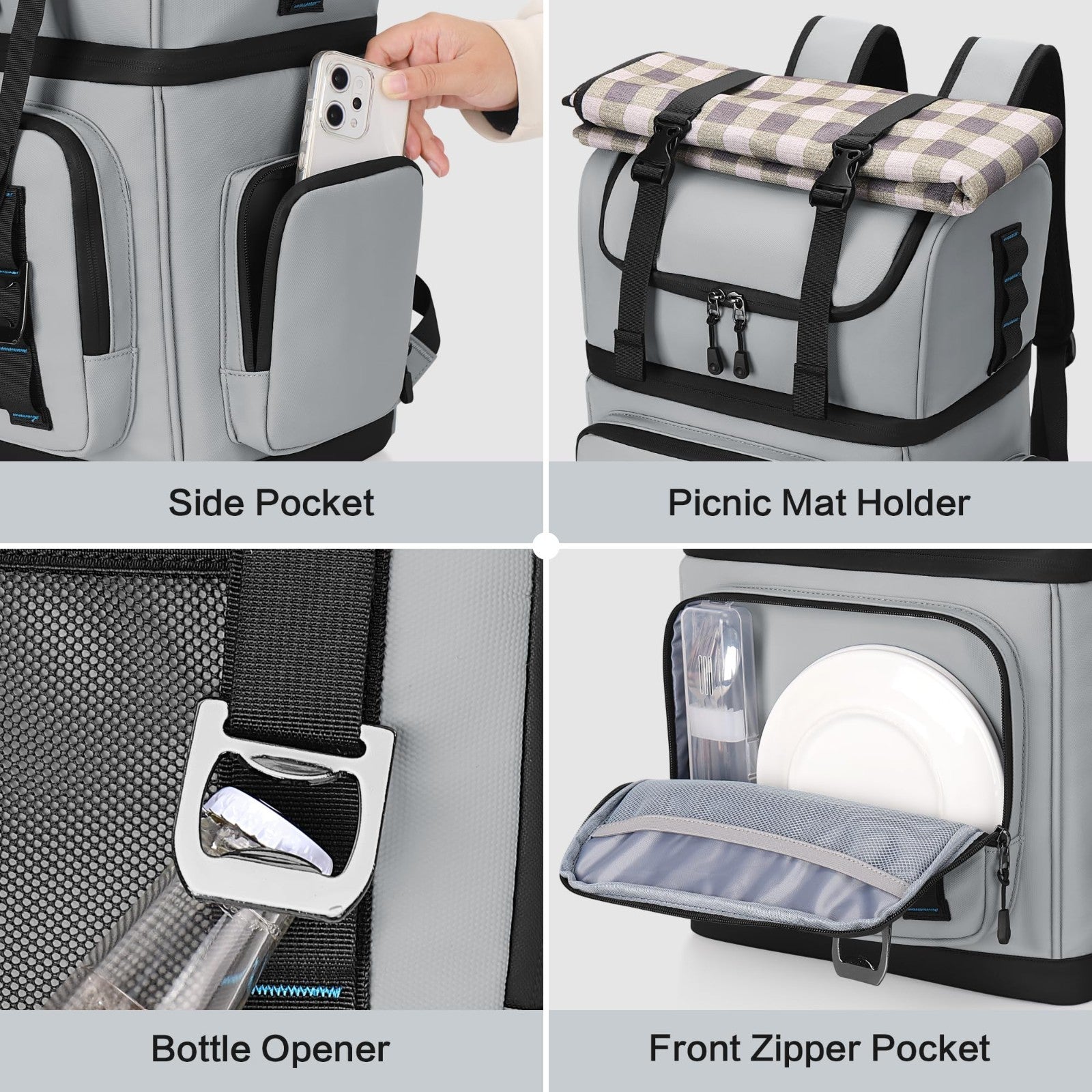 Large Waterproof Insulated Cooler Backpack - Leak Proof, Double Decker, 26L, Ide5
