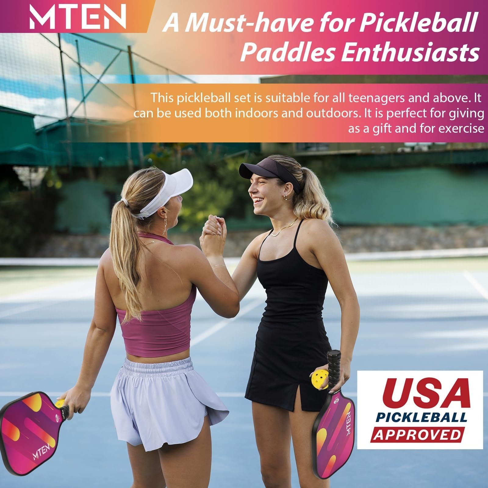 Pickleball Paddle Set of 2/4 - USAPA Approved Fiberglass Rackets, Lightweight fo5
