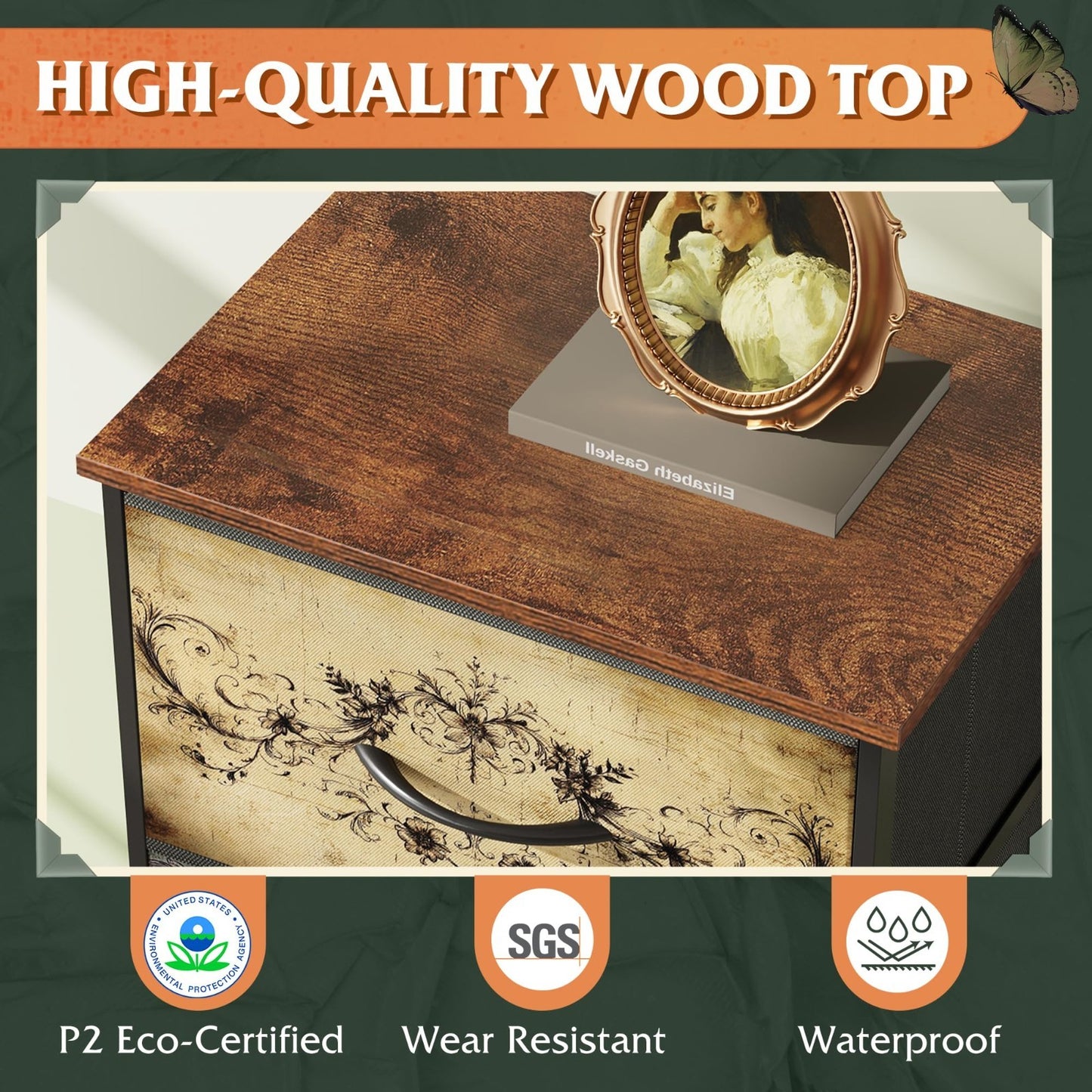 Tall 5-Drawer Dresser for Bedroom, Vertical Fabric Storage Chest, Space-Saving D5