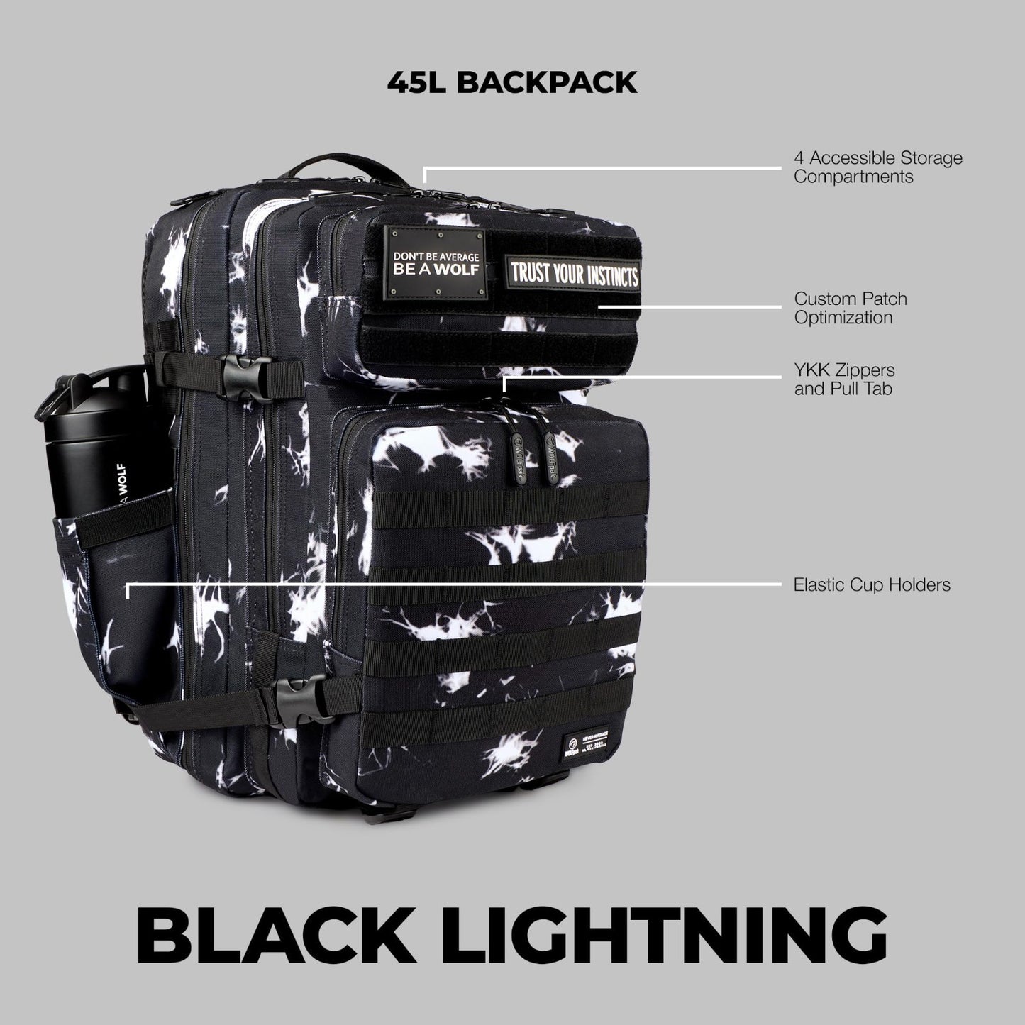Durable 45L Waterproof Gym Backpack   1000D Oxford, MOLLE Webbing, Laptop Pocket3