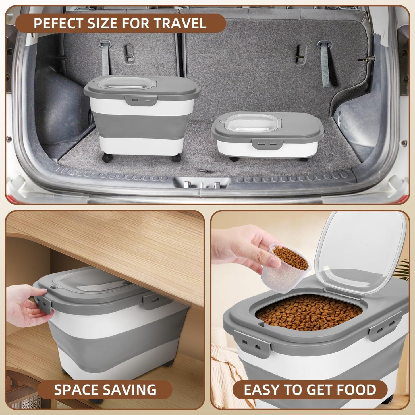 Airtight Dog Food Storage Container 17 lb with Wheels, Removable Lid & Scoop5