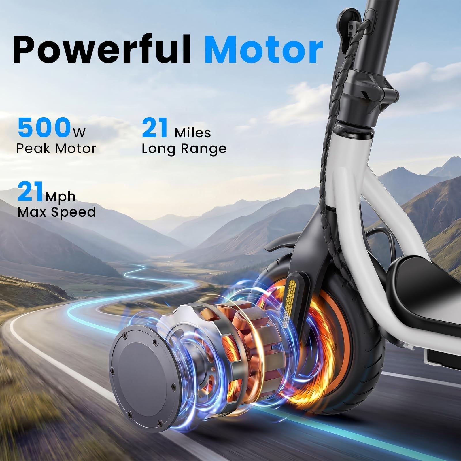 High-Power Electric Scooter for Adults & Teens, 1200W/1000W/500W Motor, 10"/8.5"2
