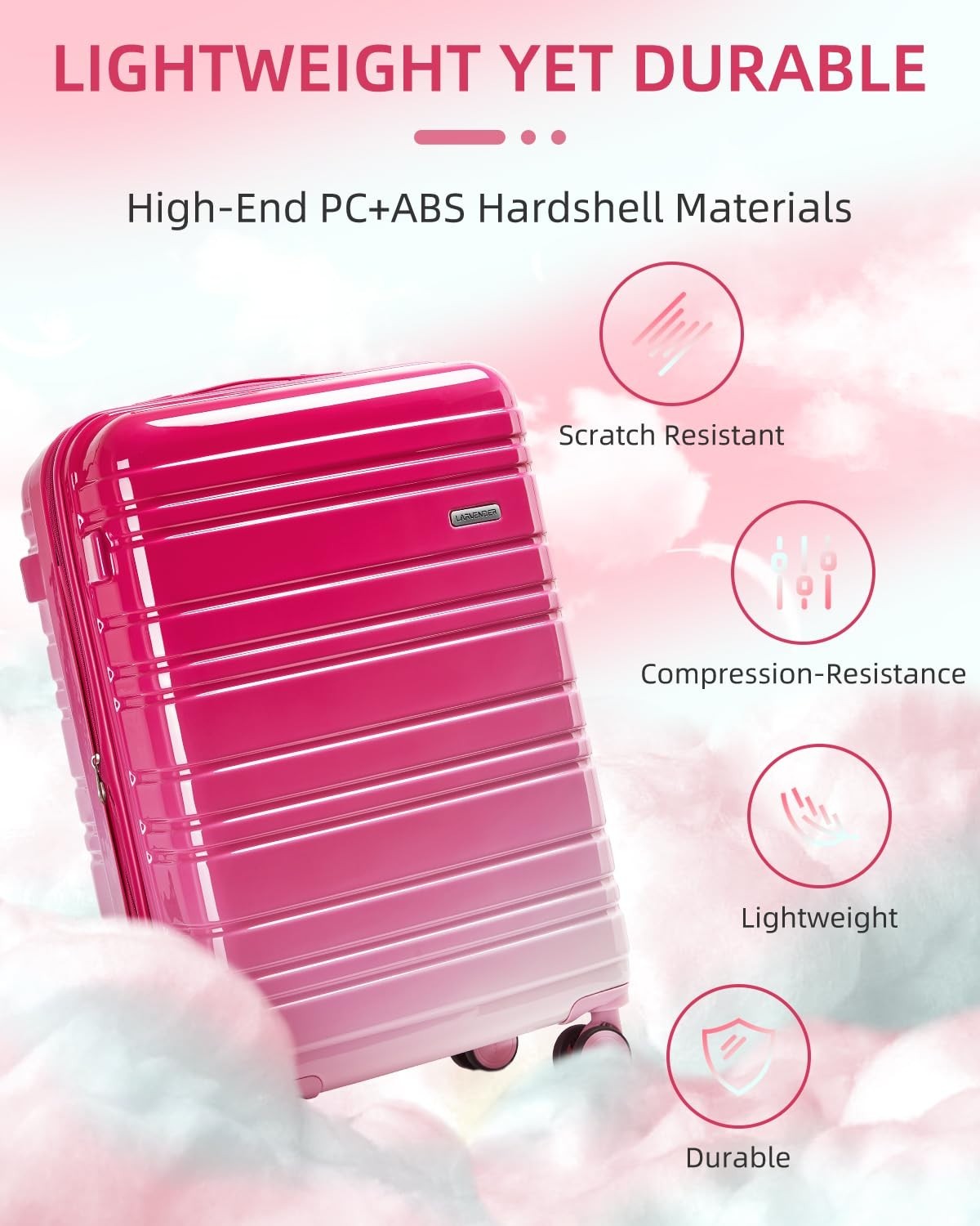 6-Piece Expandable Luggage Set - Lightweight Hardshell Suitcases with TSA Lock,5
