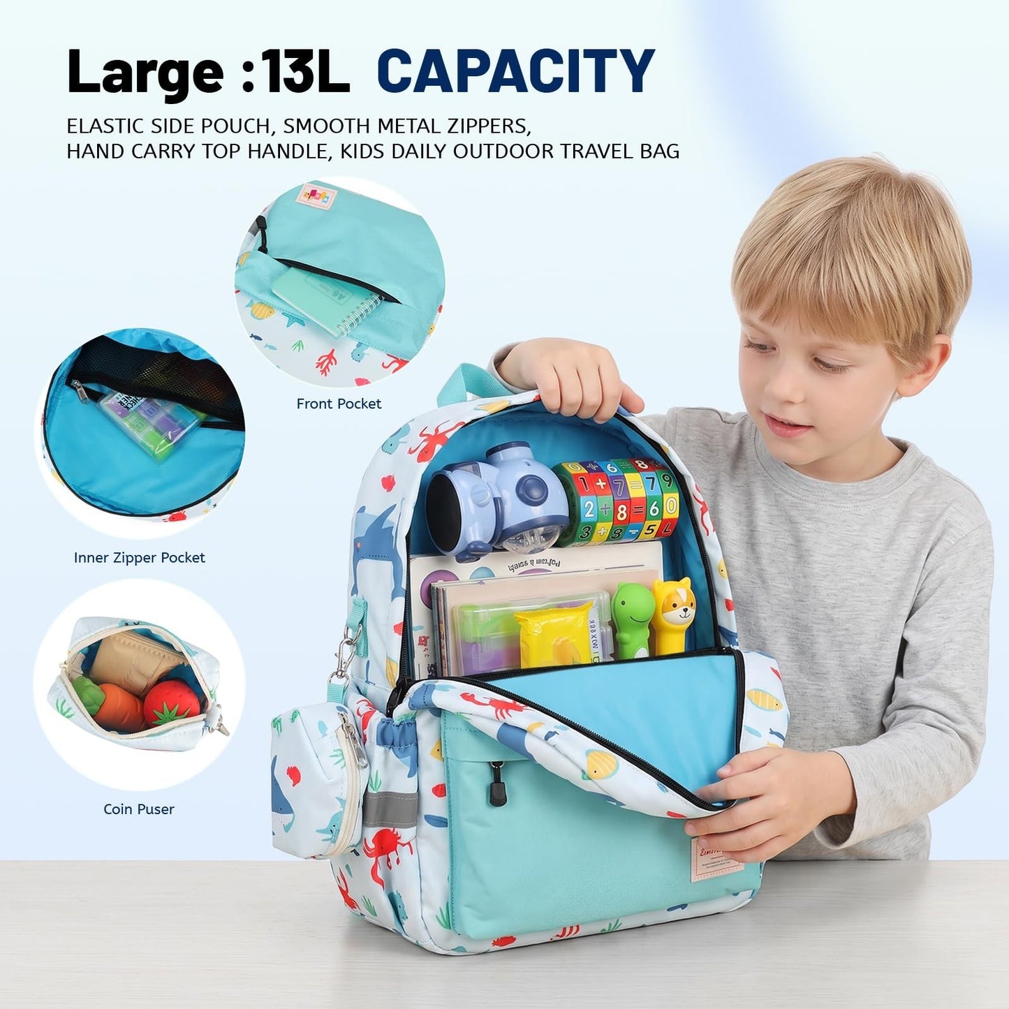 Kids Toddler Backpack with Chest Strap   Durable, Lightweight, Unisex Design6