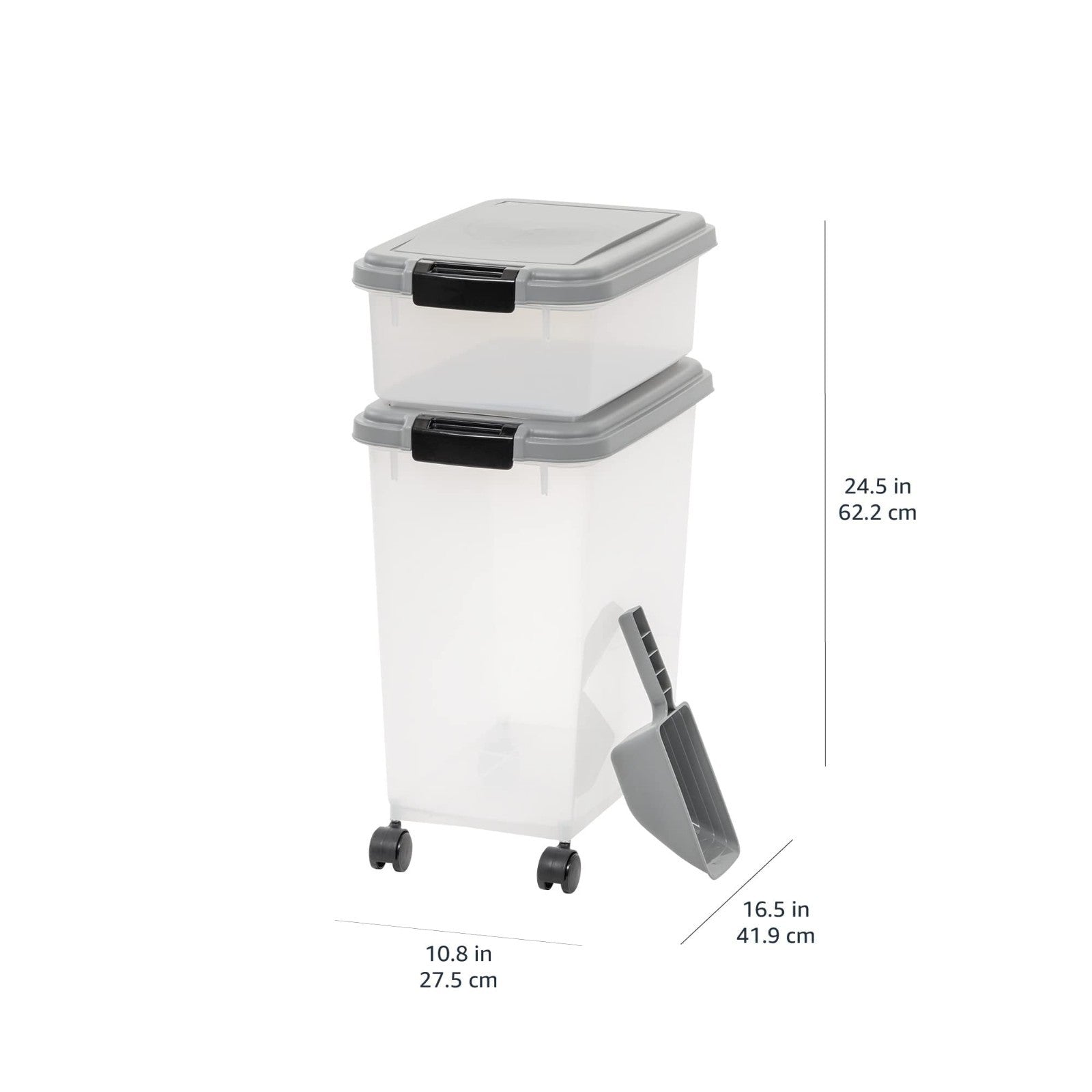 Airtight Pet Food Storage Containers Combo - 3-Piece Set, BPA Free, Wheels, 33QT12
