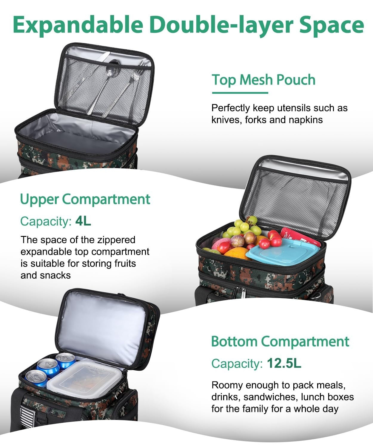 Tactical Insulated Lunch Bag - Heavy Duty Expandable Cooler for Work, Camping, C3