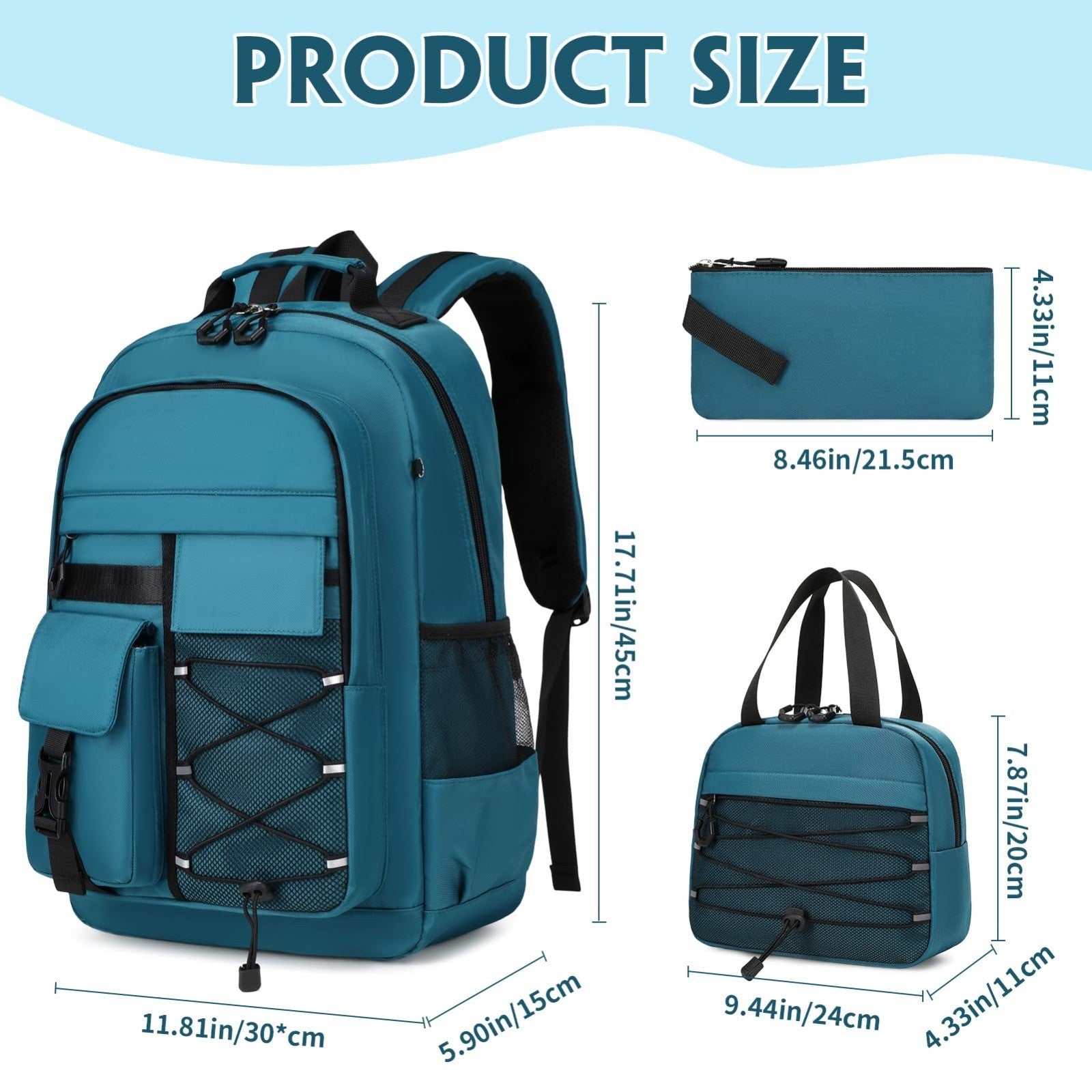Boys Backpack Set with Lunch Box & Pencil Case   Durable School Bag for Kids1