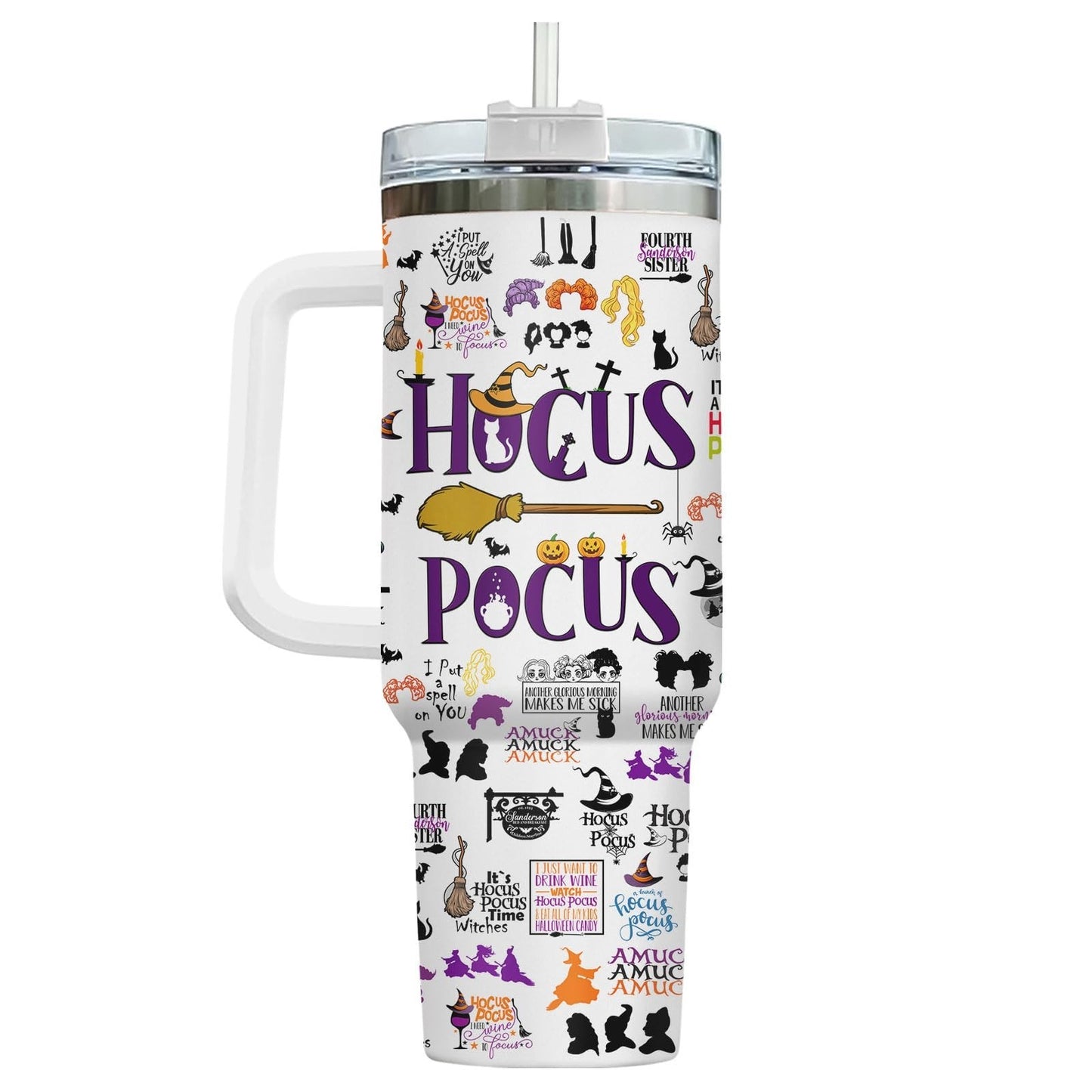 40oz Insulated Tumbler with Handle & Straw   Sanderson Sisters Coffee Mug, Spook3