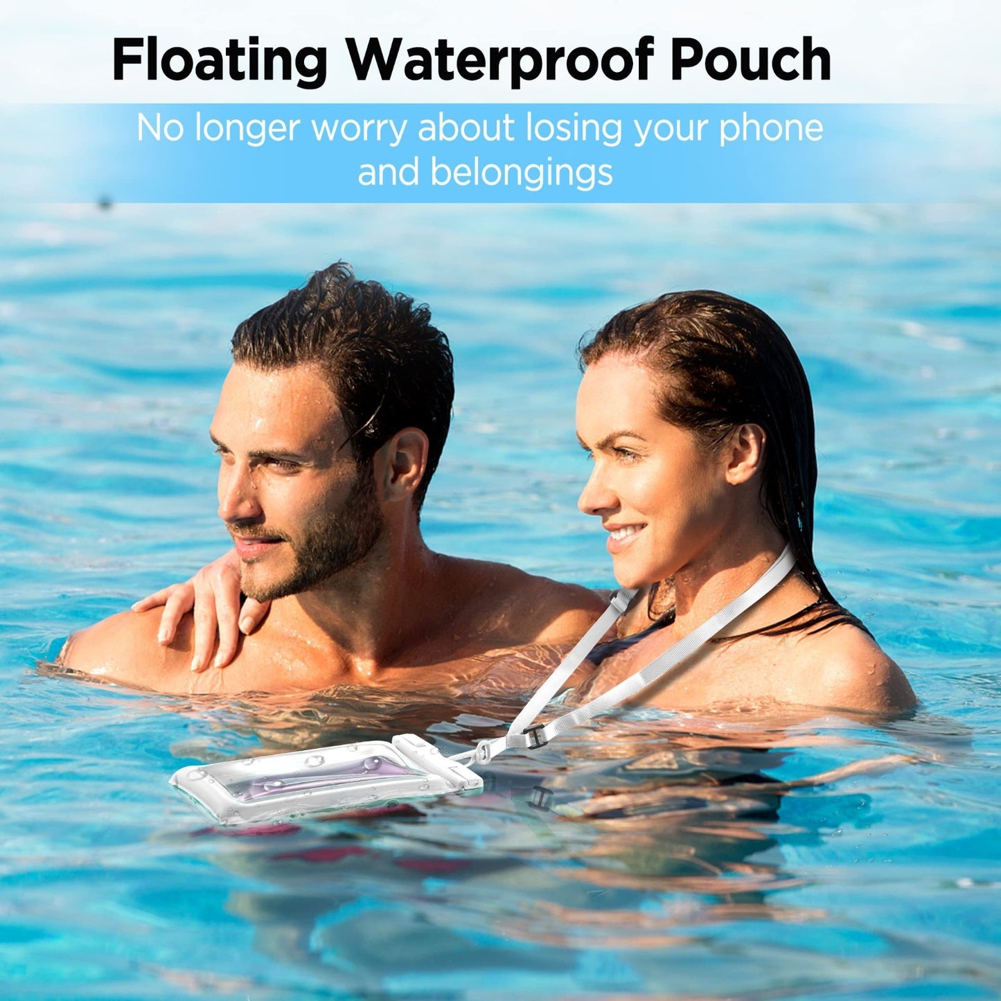 Waterproof Phone Pouch 2 Pack   Floatable IPX8 Case for 7" Phones, Lanyard, Dry2