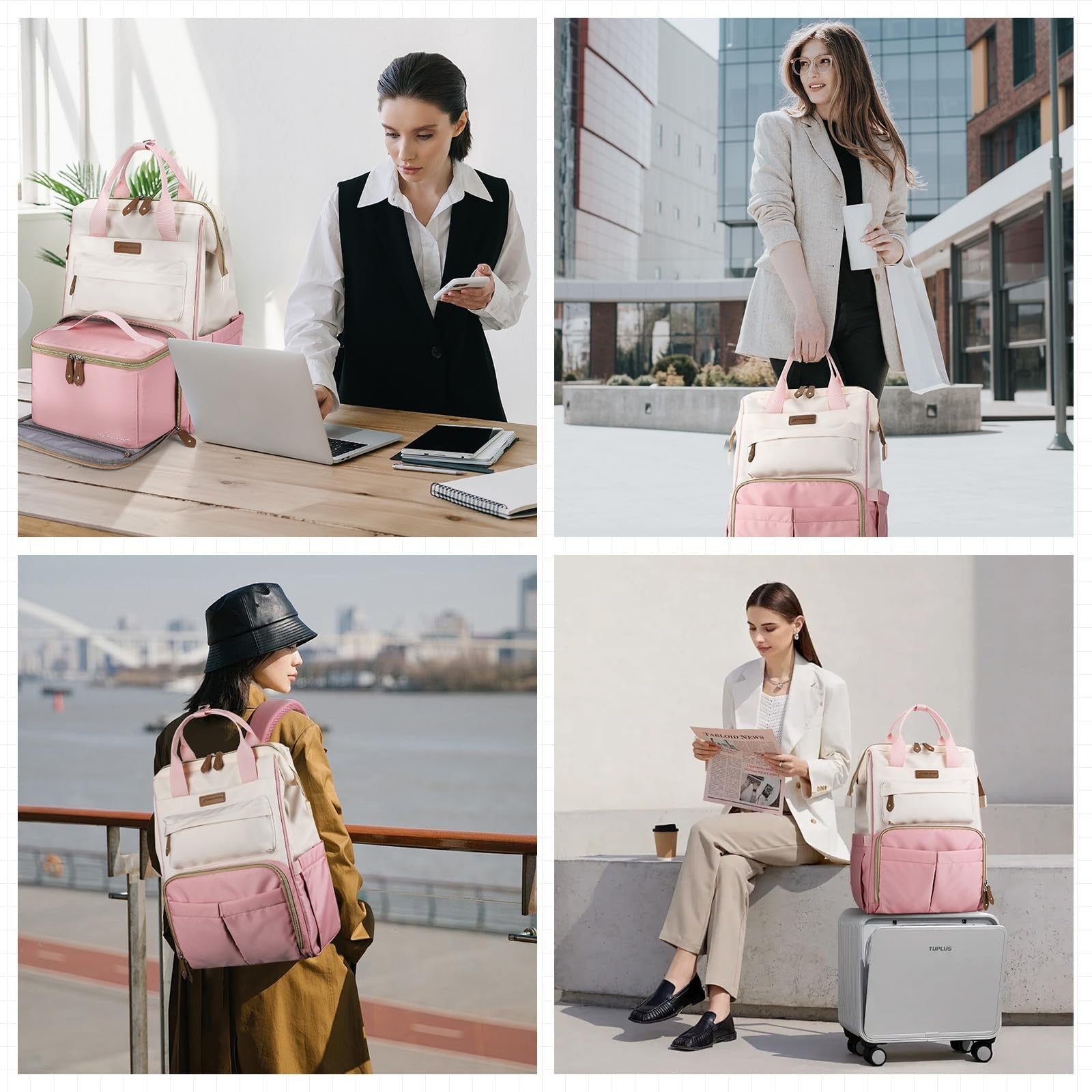 Travel Backpack for Men & Women, Fits 15.6-17.3" Laptop, Insulated Lunch Bag, Pi8