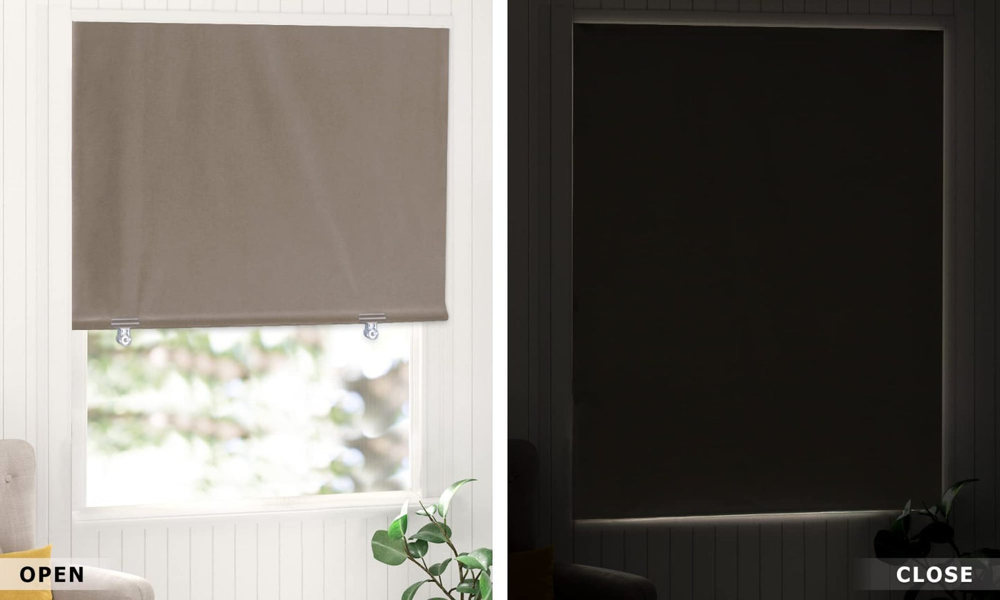 100% Blackout Roller Shades 48"x72" Taupe - Cordless, No Drill, Thermal Insulate6