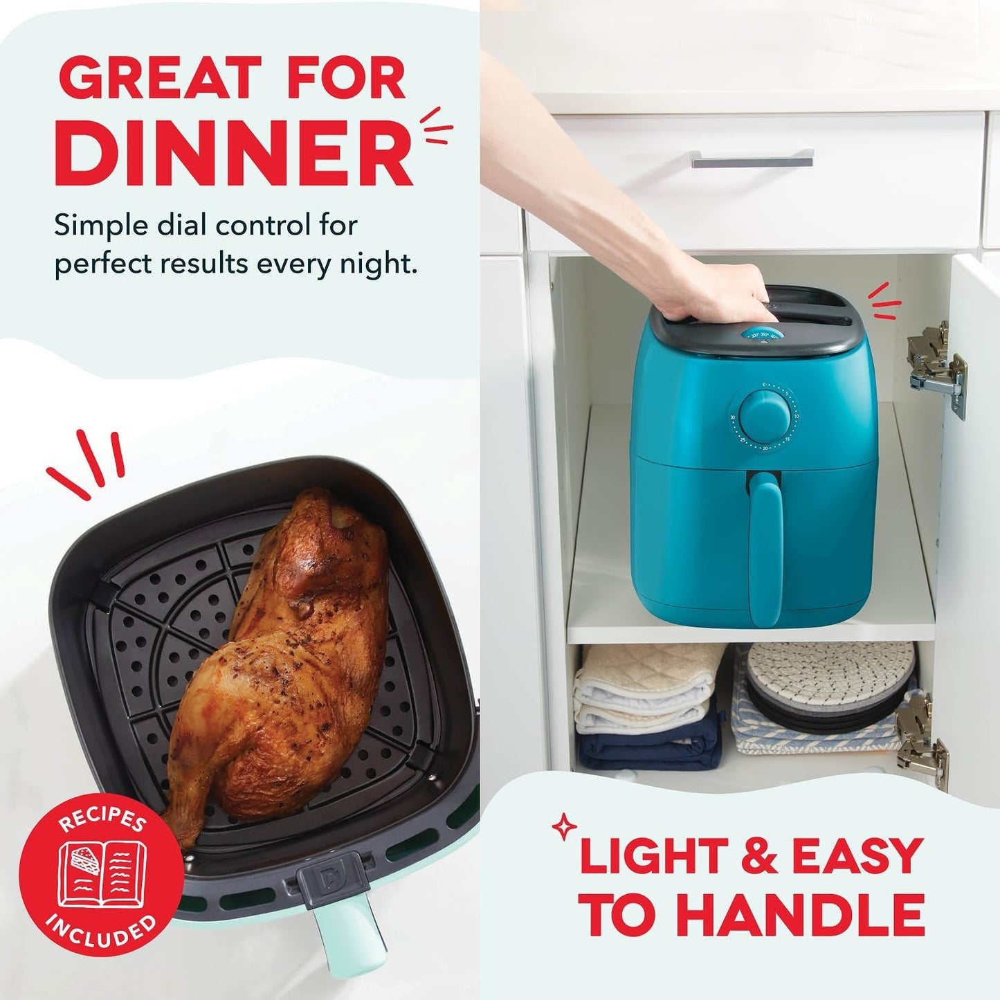 Compact Air Fryer with Adjustable Temperature - 2.6 Qt Nonstick Basket, Auto Shu4