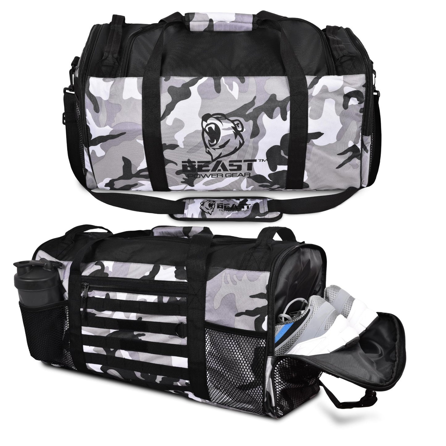 Versatile Gym Duffle Bag for Workout, Boxing, MMA - Shoes Compartment & Adjustab1