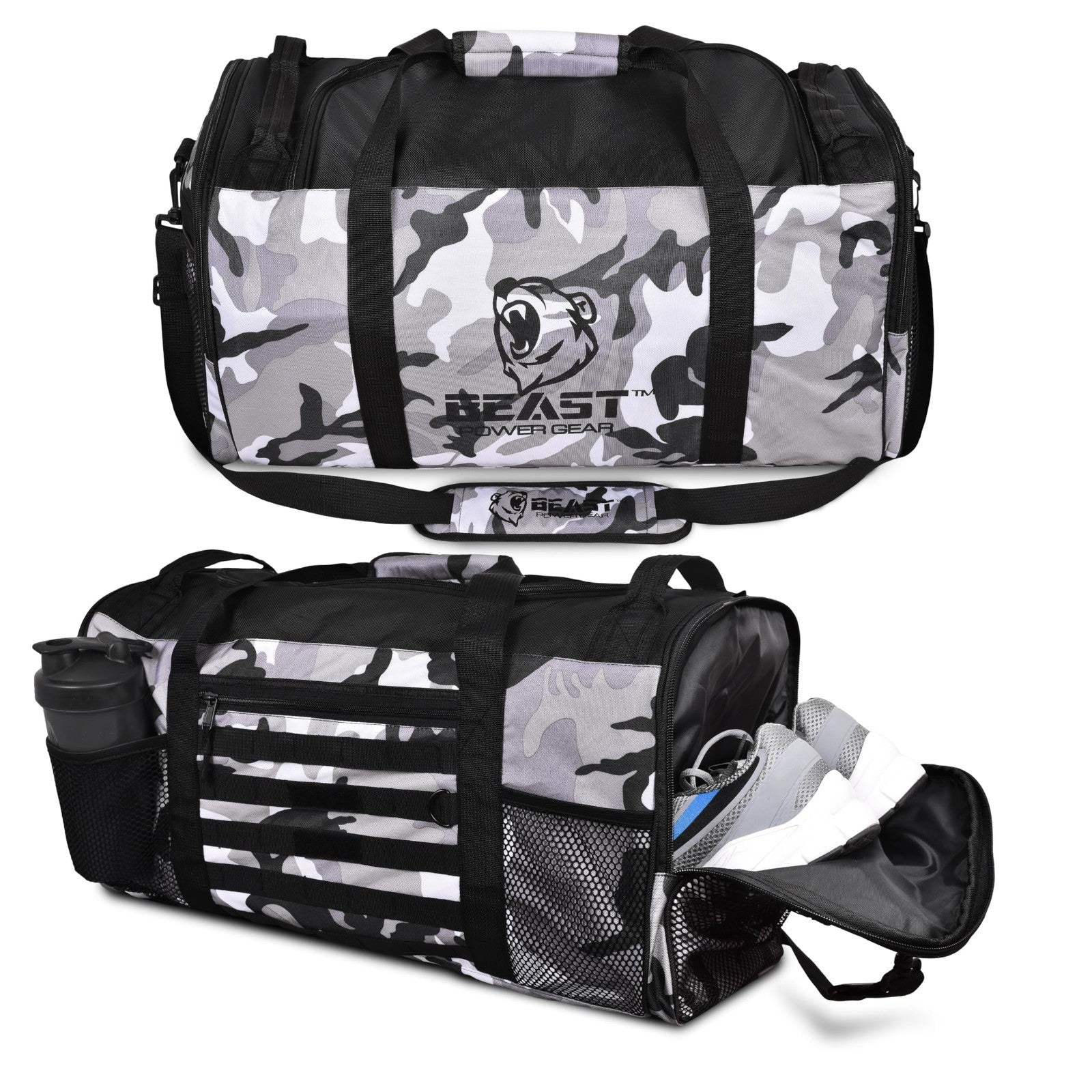 Versatile Gym Duffle Bag for Workout, Boxing, MMA - Shoes Compartment & Adjustab1