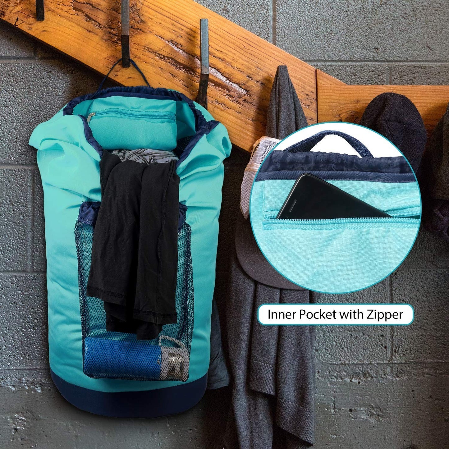 Optimized eBay Title:  "Durable Laundry Backpack with Drawstring Closure, Shoul4