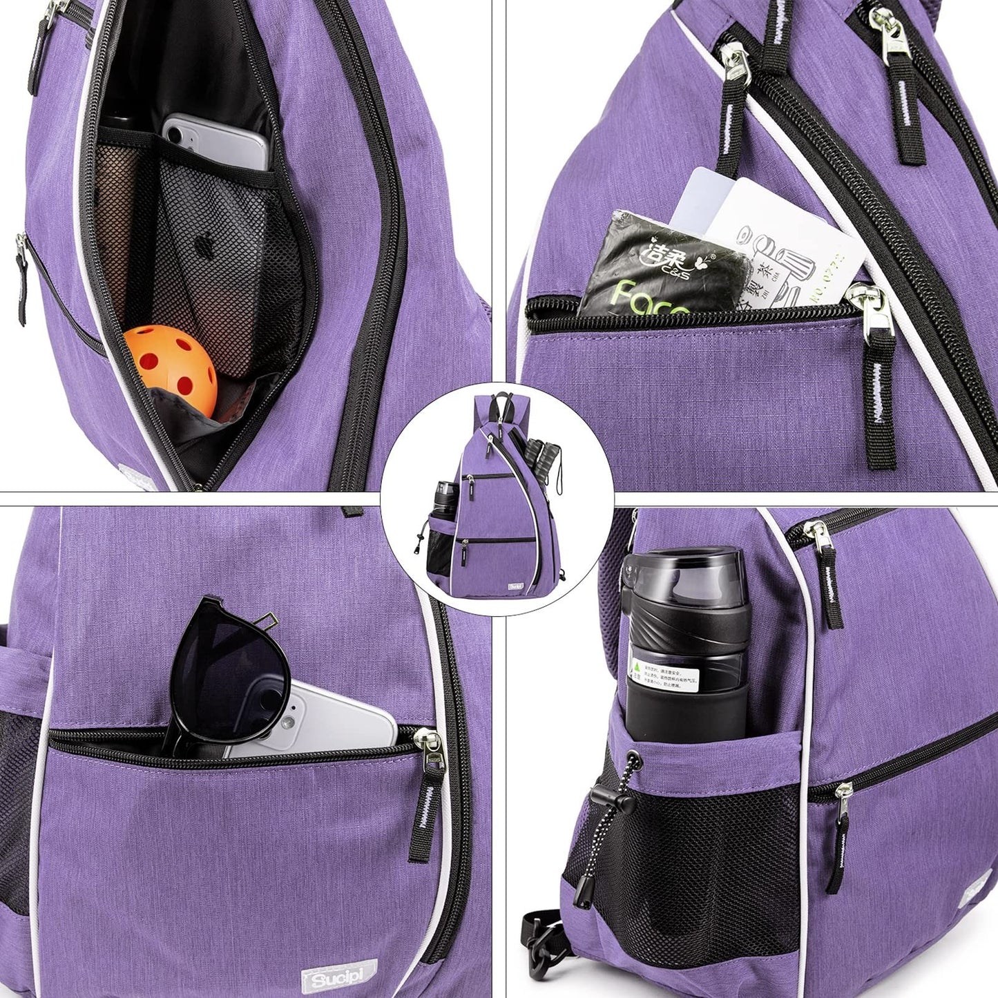 Adjustable Pickleball Backpack with Fence Hook, Large Capacity & Safety Pocket3