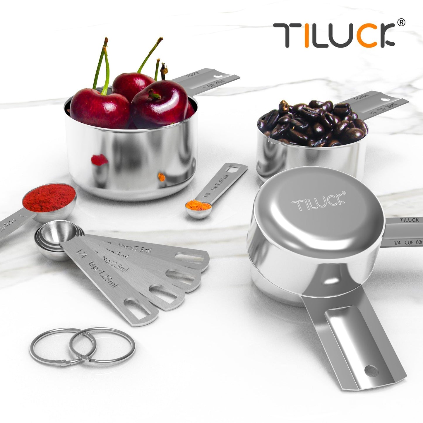 Stainless Steel Measuring Cups & Spoons Set   Nesting Kitchen Gadgets for Baking5