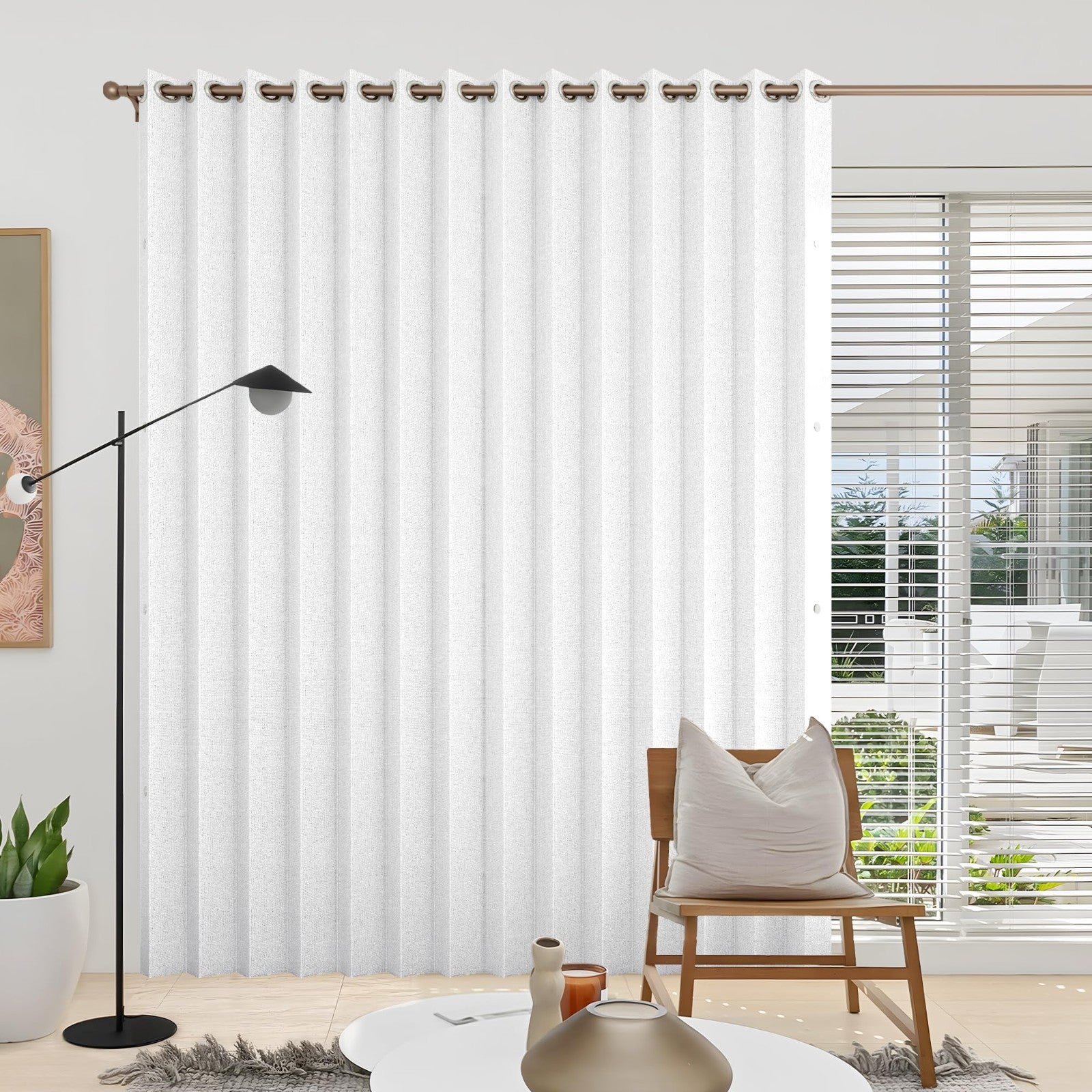 Vertical Pleated Shades for Sliding Glass Doors, Room Divider, 1 Panel W120 x L91