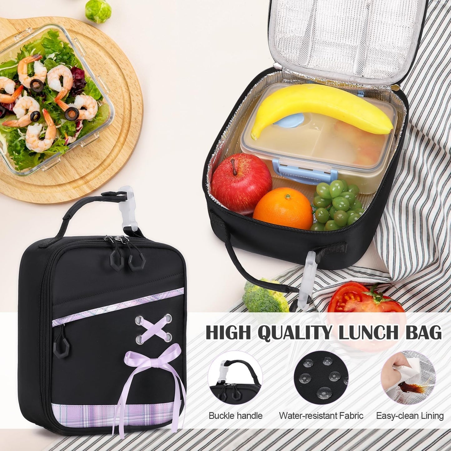 3PCS Girls School Backpack Set with Lunch Box & Pencil Pouch   Stylish & Durable6