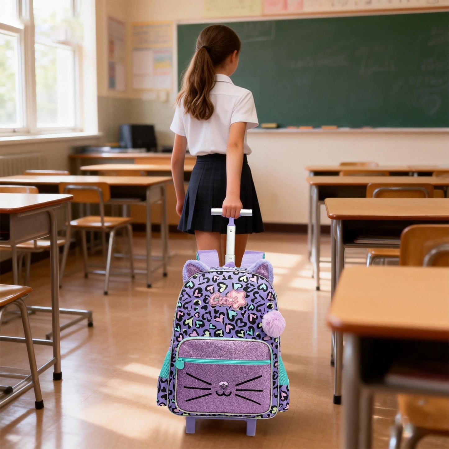 Cute Rolling Backpack for Girls   Wheeled Carry On Bag for Elementary Students2