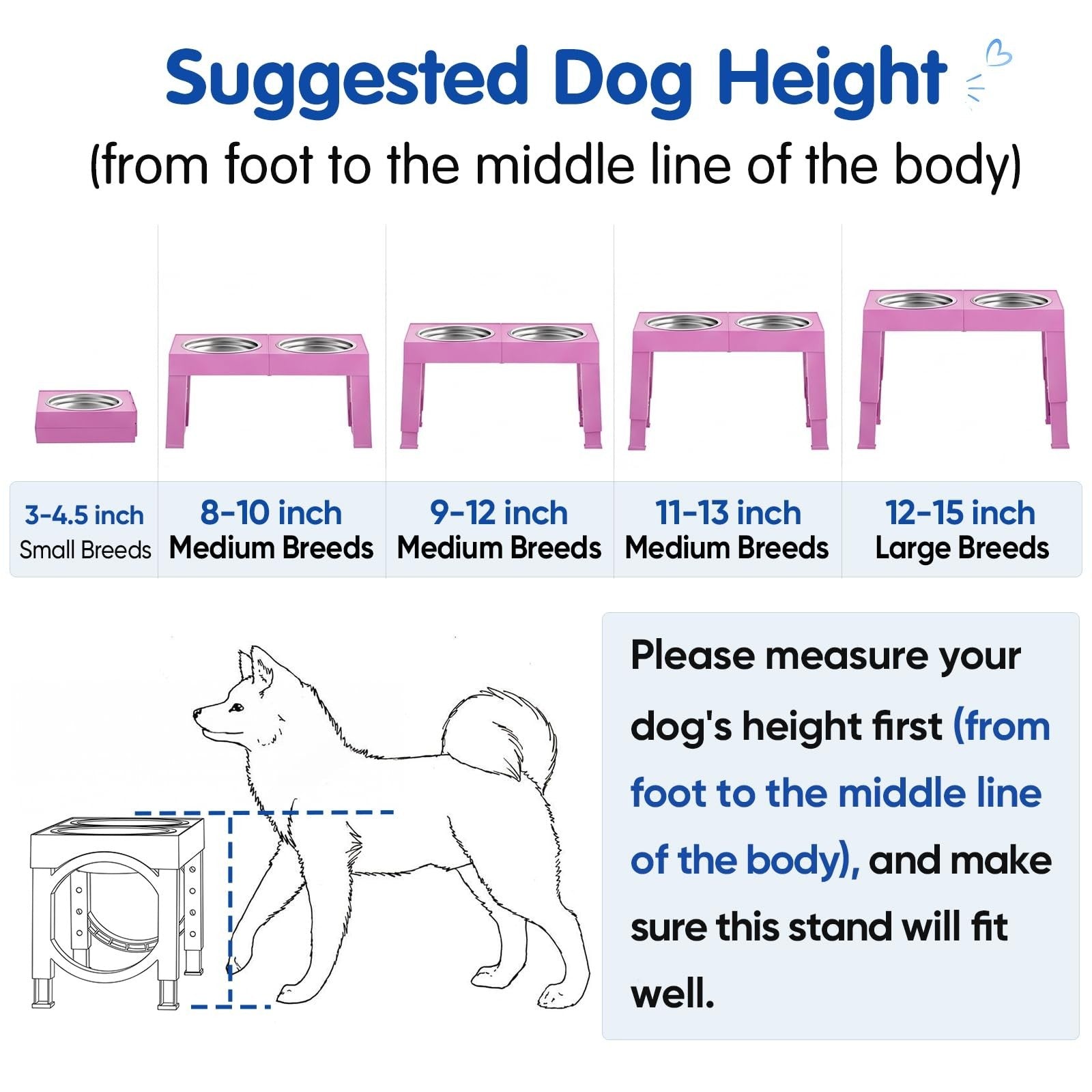 Elevated Dog Bowls for Large Breeds   Adjustable Stainless Steel Feeder Stand, 58