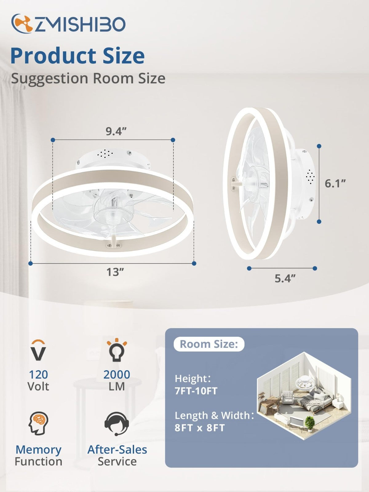Low Profile Ceiling Fan with Lights & Remote   13" Modern Flush Mount Fandelier,2